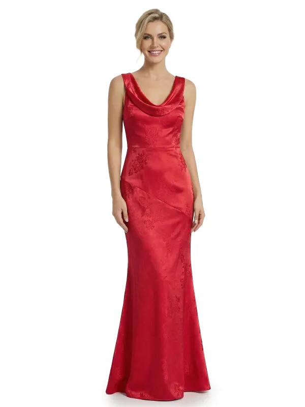 ChicSew Formal Dresses For Women Elegant Jacquard Satin V-Neck Mermaid Long Formal Evening Dresses sold by ChicSew