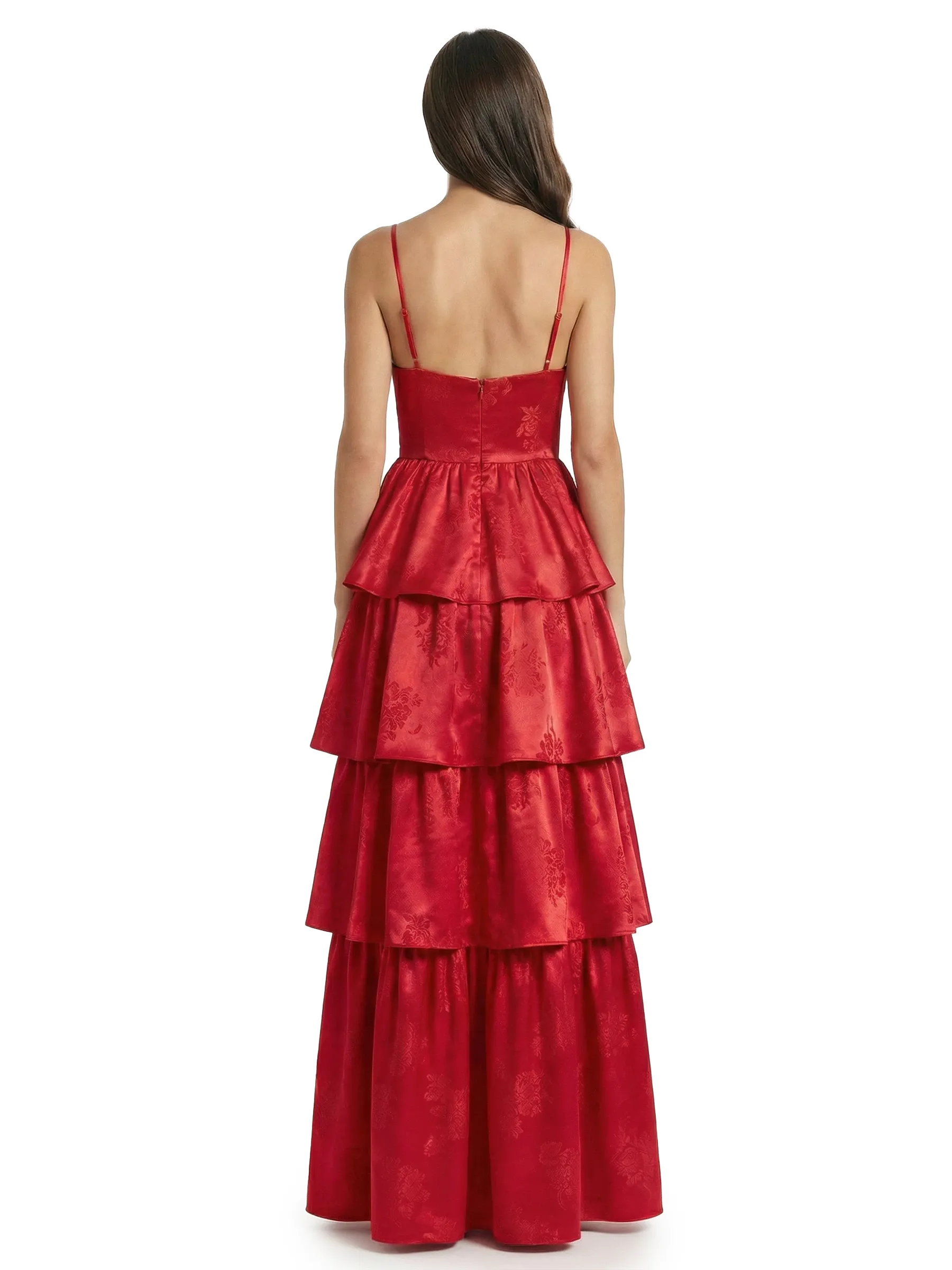 ChicSew Elegant Jacquard Satin Spaghetti Straps Side Slit A-Line Long Formal Evening Dresses sold by ChicSew product image thumbnail 2