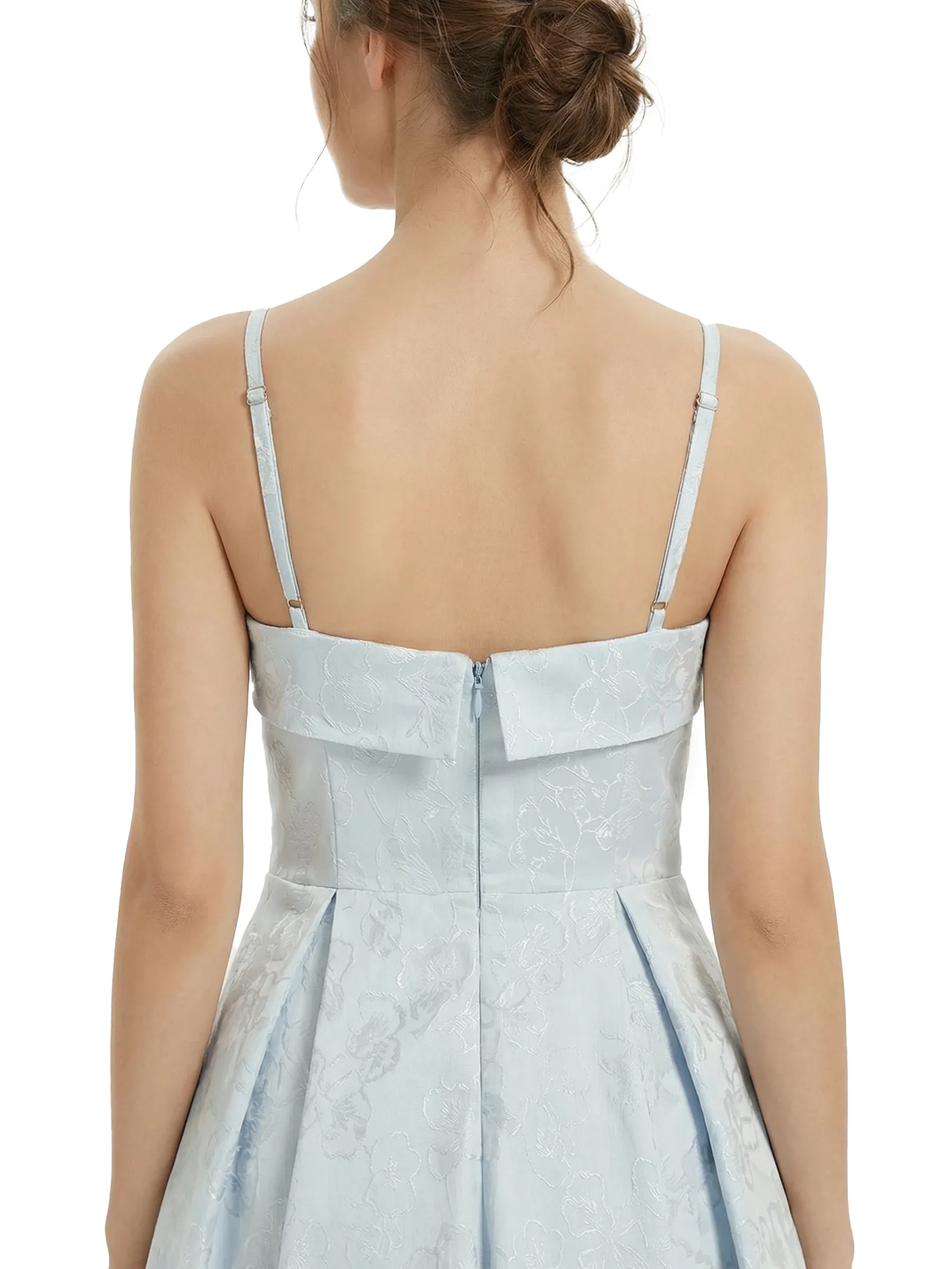 ChicSew Fancy Jacquard Satin Spaghetti Straps A-Line Midi Formal Evening Dresses sold by ChicSew product image thumbnail 4