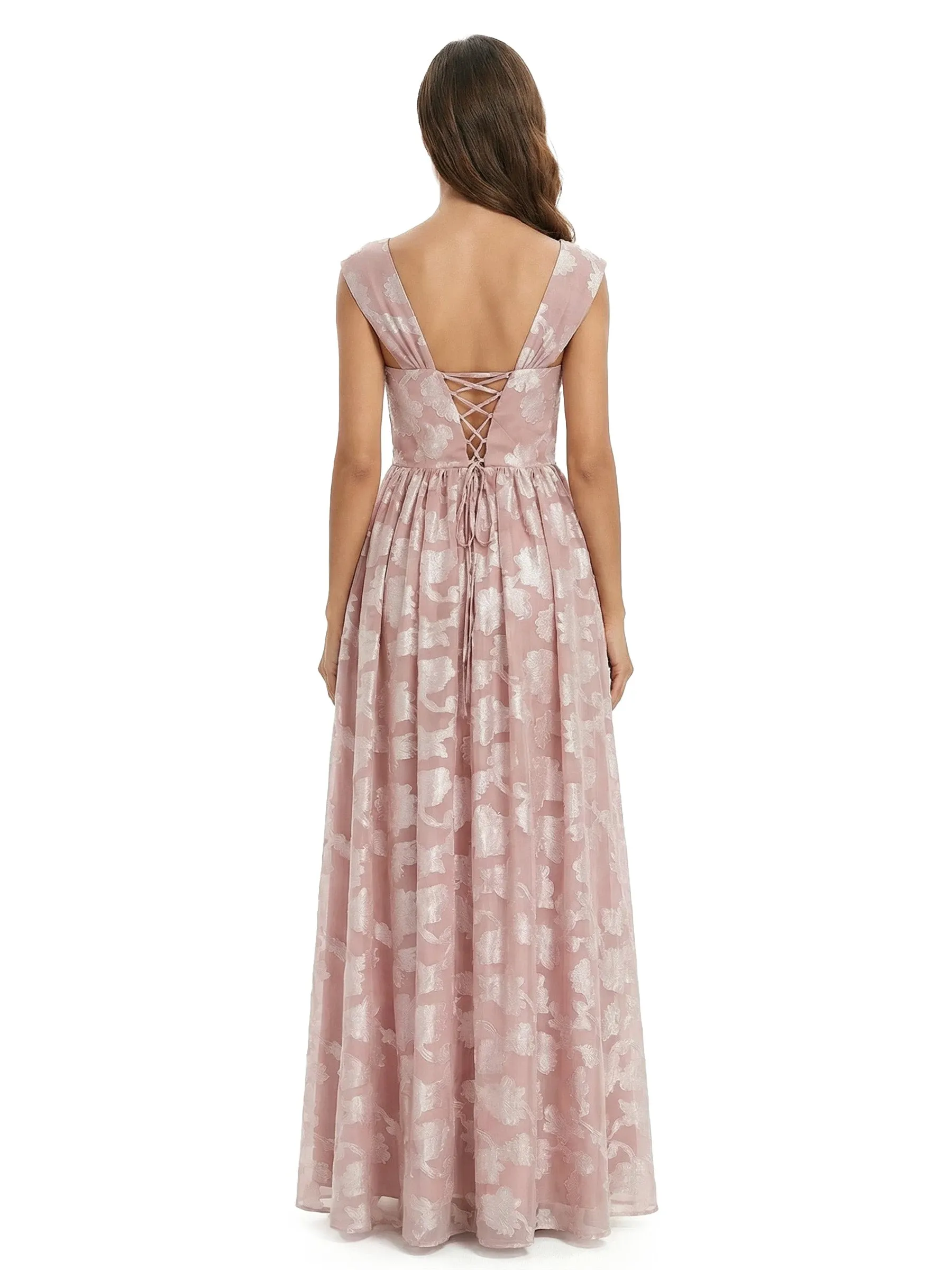 ChicSew Elegant Jacquard Satin Square Neck A-Line Floor-Length Evening Dresses For Women sold by ChicSew product image thumbnail 3