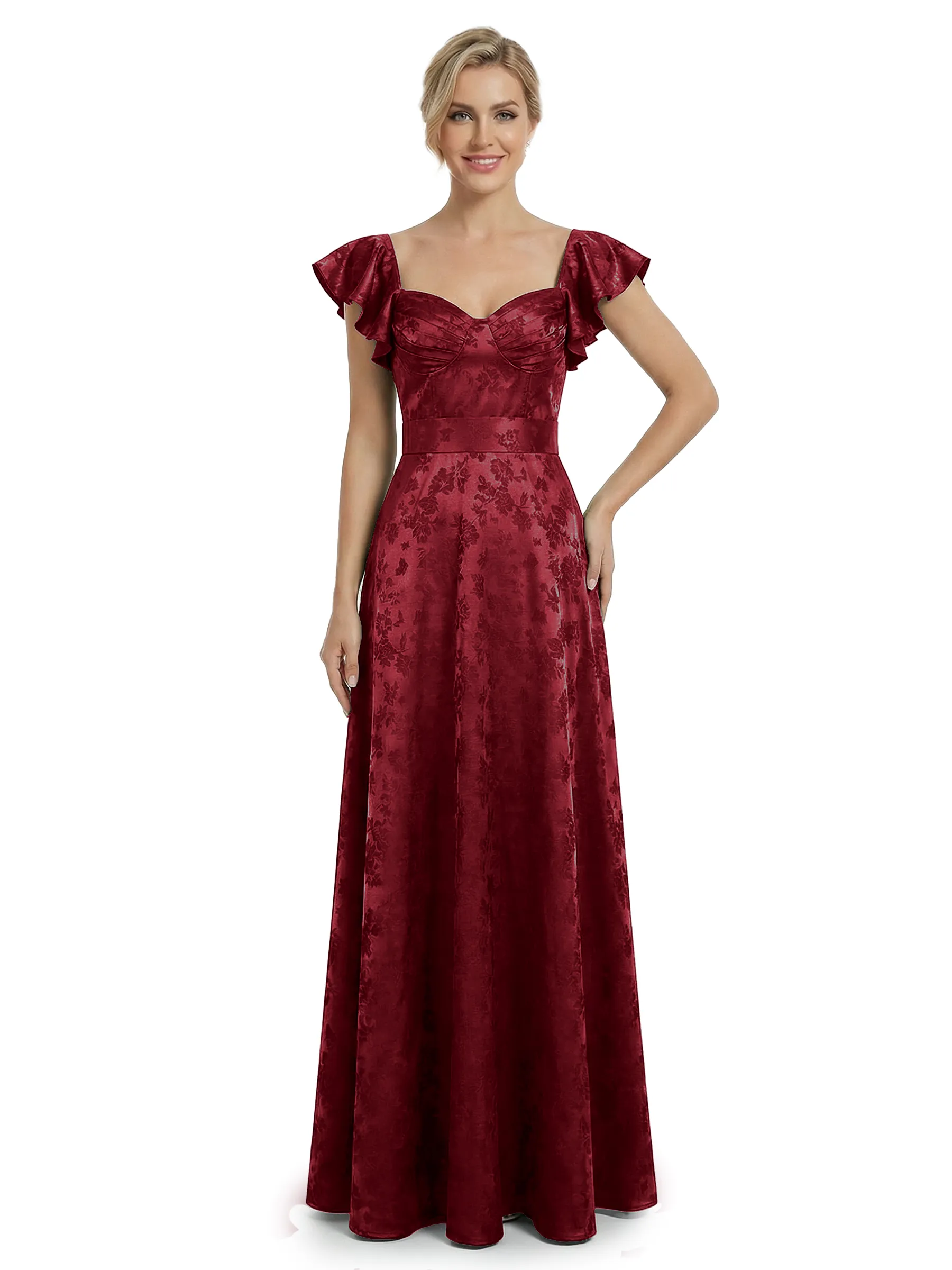 ChicSew Elegant Jacquard Satin Spaghetti Straps A-Line Long Formal Evening Dresses sold by ChicSew product image thumbnail 5