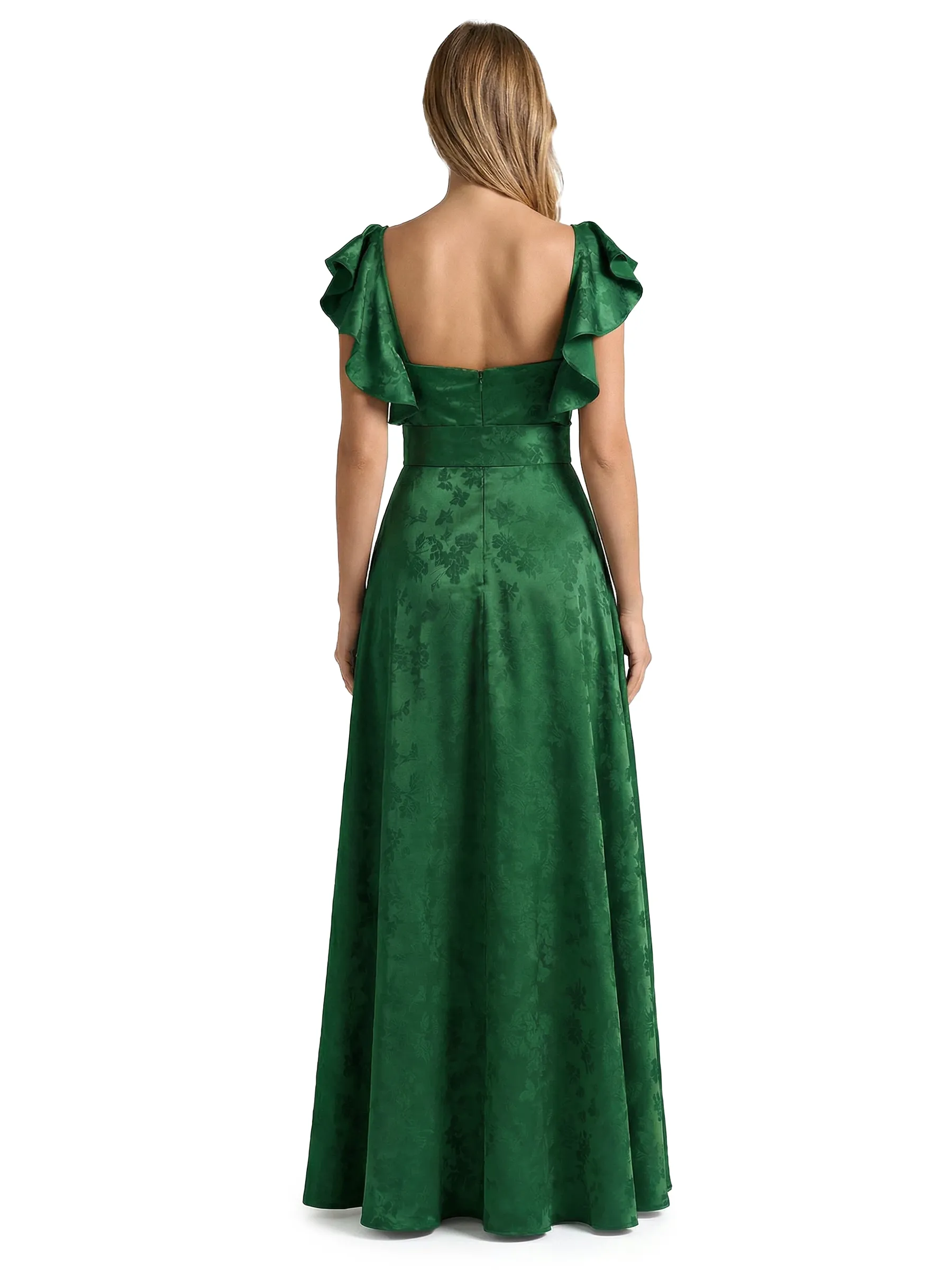 ChicSew Elegant Jacquard Satin Spaghetti Straps A-Line Long Formal Evening Dresses sold by ChicSew product image thumbnail 2