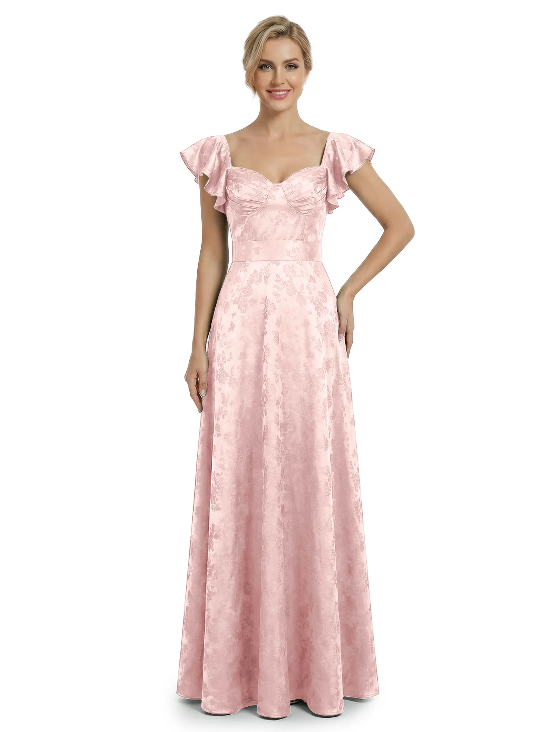 ChicSew Elegant Jacquard Satin Spaghetti Straps A-Line Long Formal Evening Dresses sold by ChicSew product image thumbnail 4