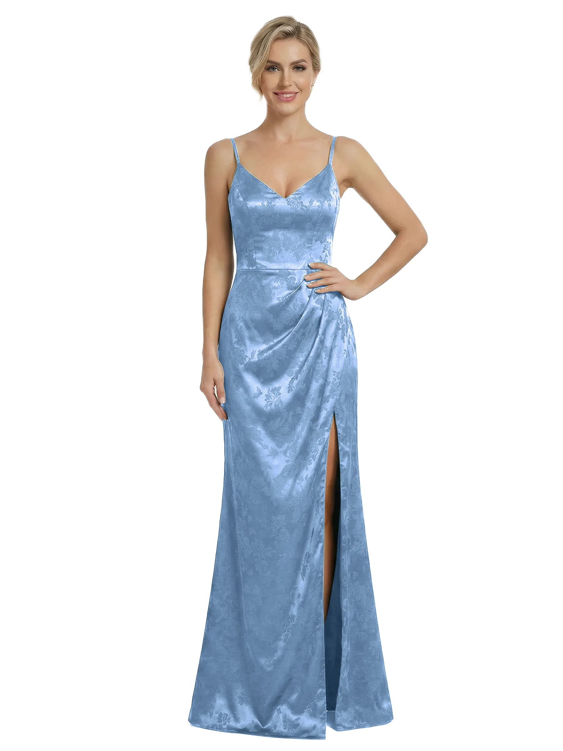 ChicSew Formal Dresses For Women Elegant Jacquard Satin Spaghetti Straps Mermaid Long Formal Evening Dresses sold by ChicSew product image thumbnail 3