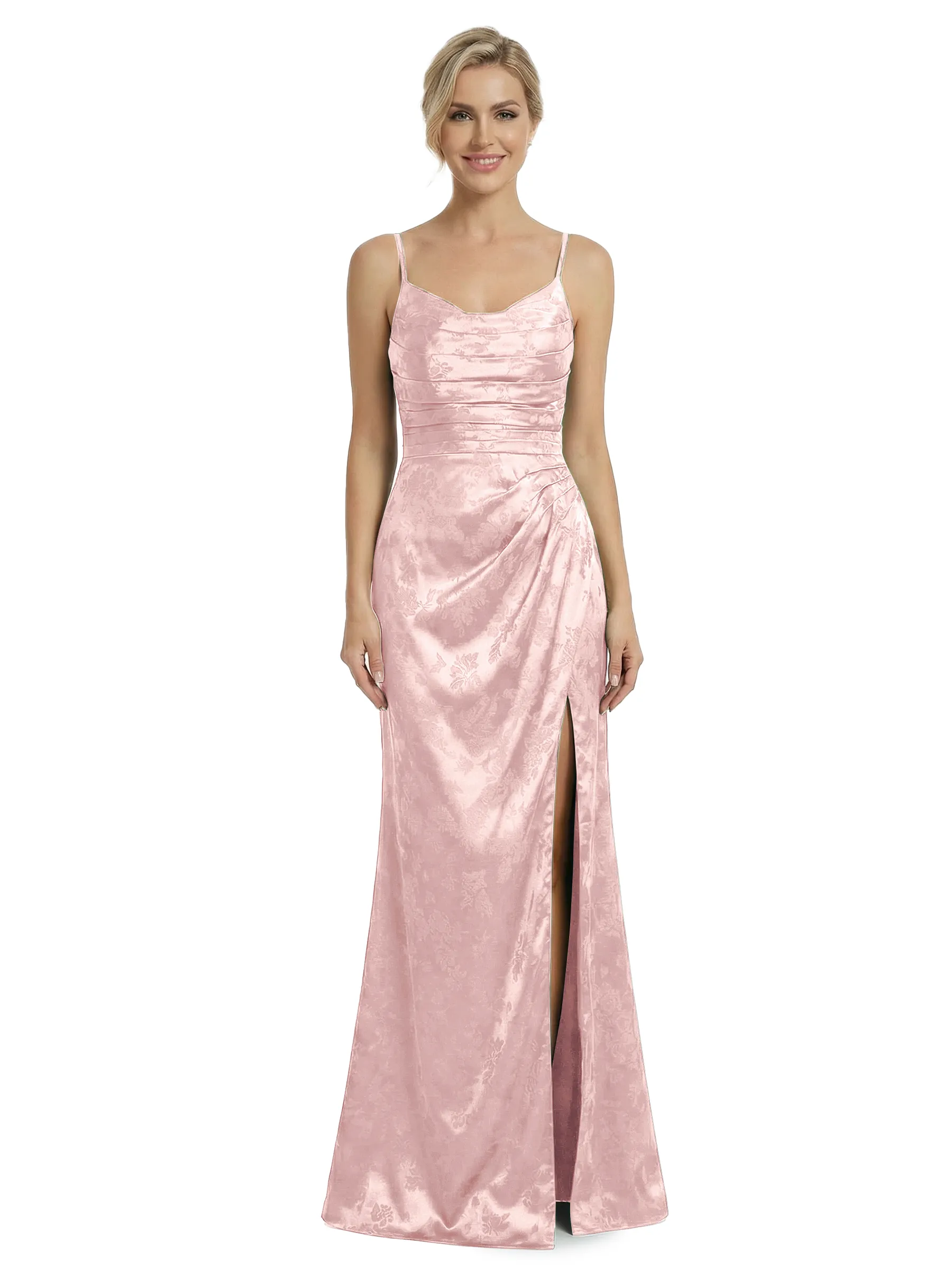 ChicSew Formal Dresses For Women Elegant Jacquard Satin Spaghetti Straps Side Slit Mermaid Long Formal Evening Dresses sold by ChicSew product image thumbnail 3