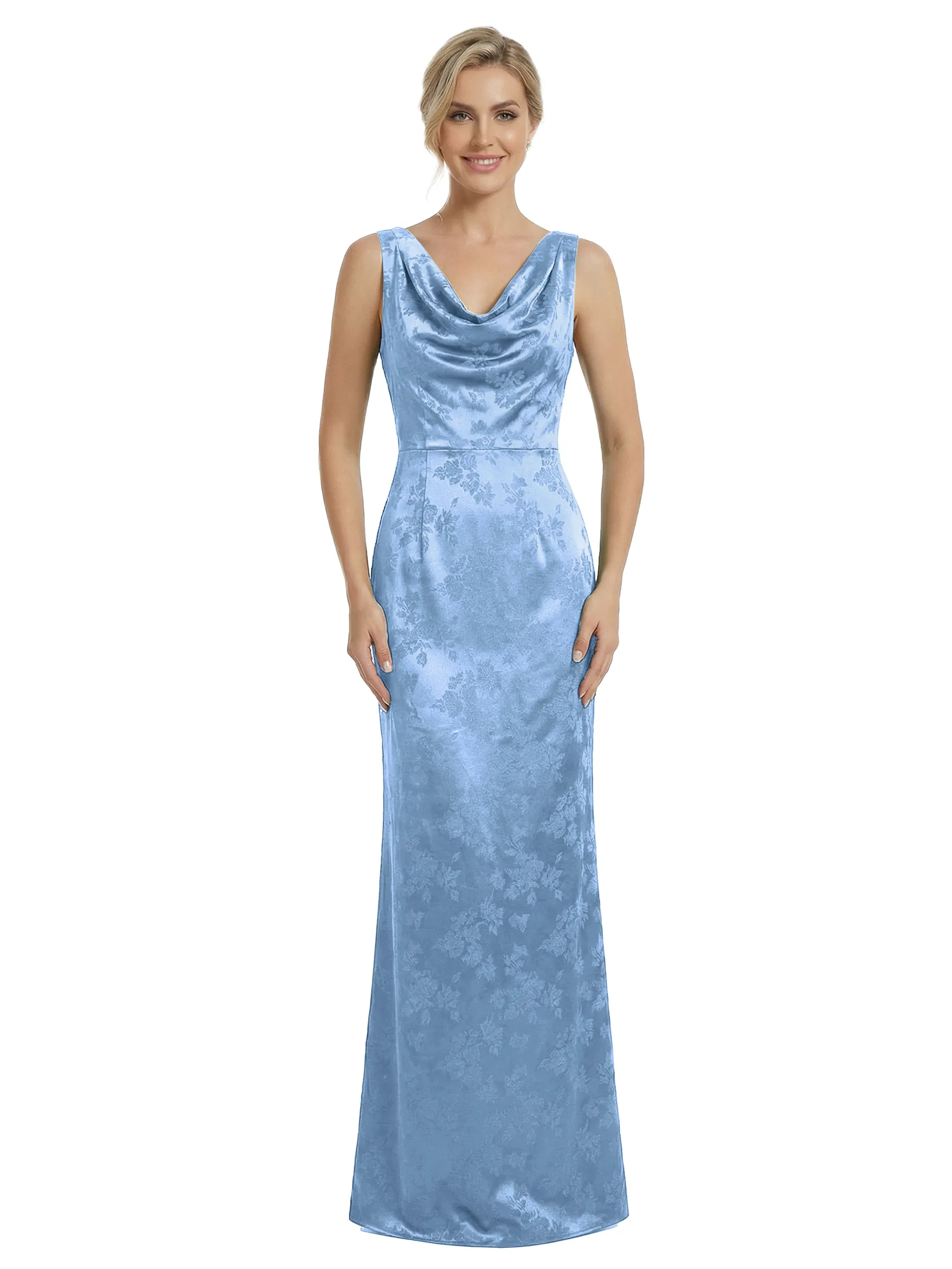 ChicSew Cowl Neck Formal Dresses For Women Elegant Jacquard Satin Spaghetti Straps Mermaid Long Formal Evening Dresses sold by ChicSew product image thumbnail 3