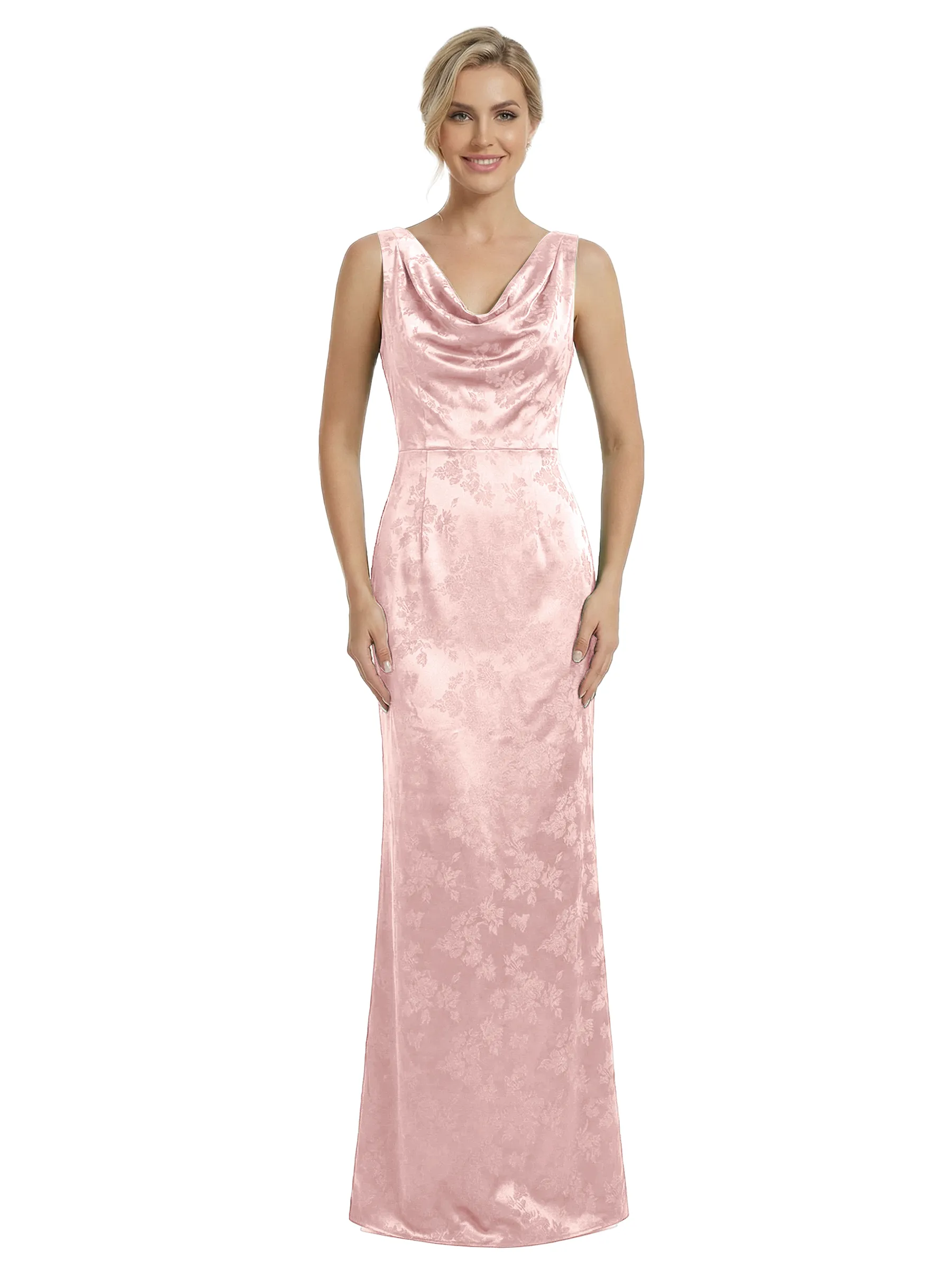 ChicSew Cowl Neck Formal Dresses For Women Elegant Jacquard Satin Spaghetti Straps Mermaid Long Formal Evening Dresses sold by ChicSew product image thumbnail 4