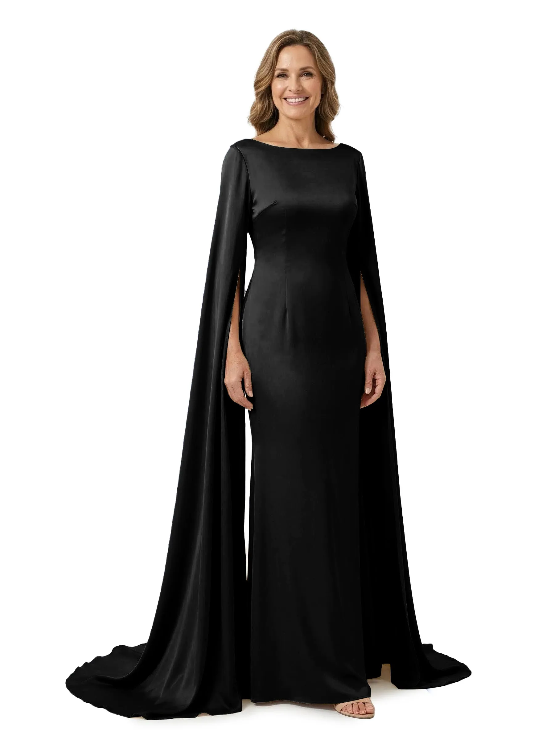 Chicsew Mother of The Groom Dress Elegant Scoop Long Sleeve Satin Unique Classy Formal Wedding Event Gown sold by ChicSew product image thumbnail 4