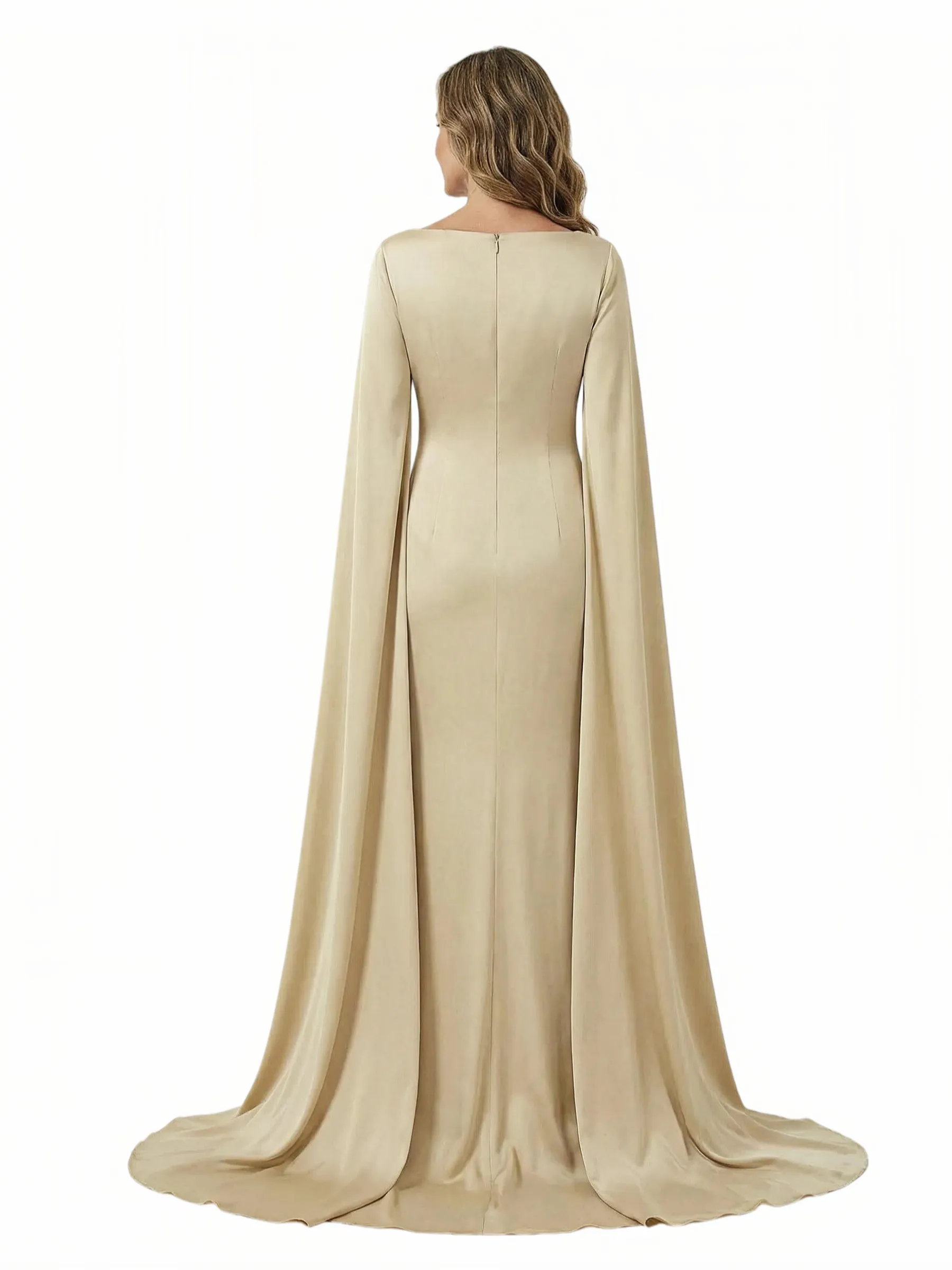Chicsew Mother of The Groom Dress Elegant Scoop Long Sleeve Satin Unique Classy Formal Wedding Event Gown sold by ChicSew product image thumbnail 3