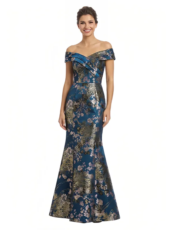 Elegant Floral Off Shoulder Mermaid Long Formal Evening Dresses sold by ChicSew