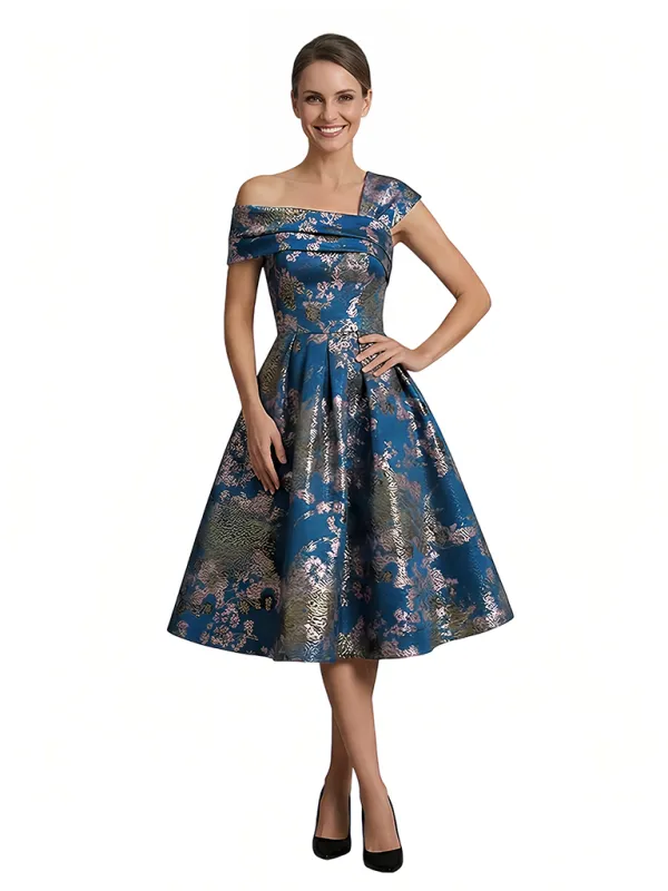 ChicSew Elegant Floral Asymmetric A-Line Ruched Knee-Length Formal Evening Dresses sold by ChicSew