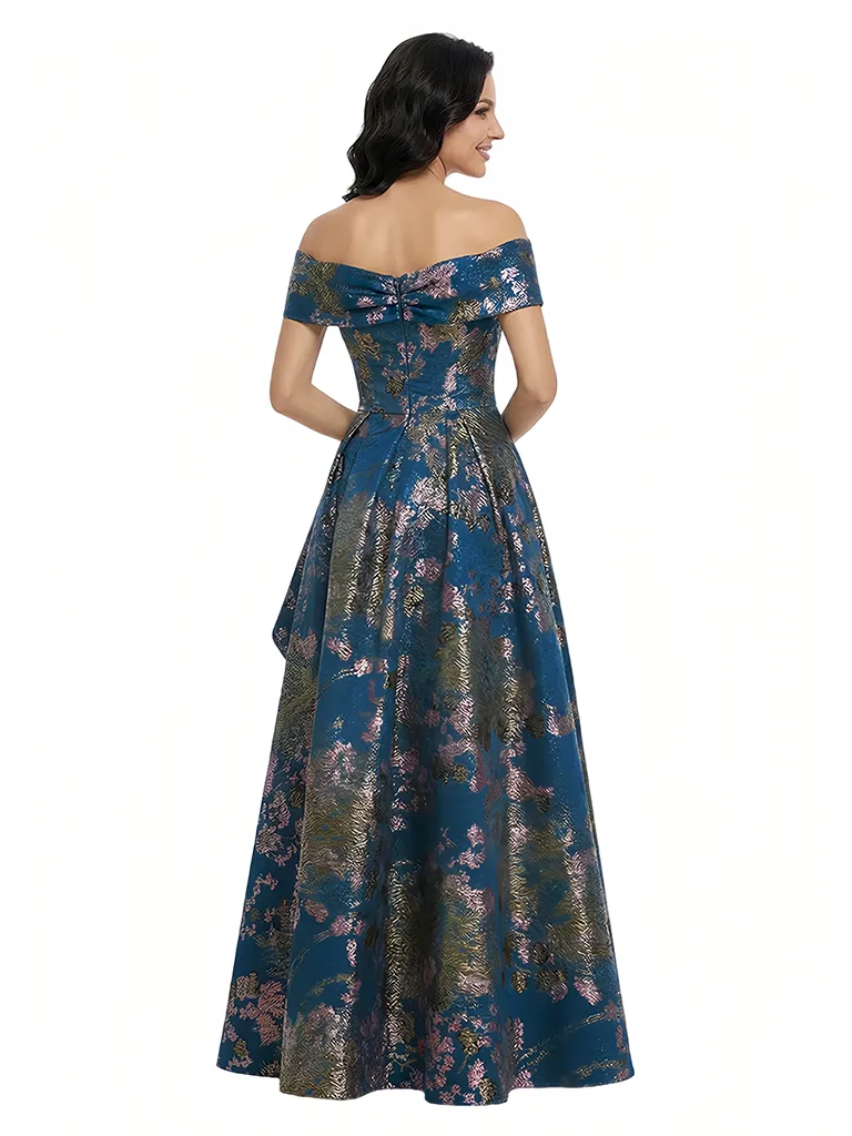 ChicSew Elegant Floral Off Shoulder A-Line Ruffle Skirt Long Formal Evening Dresses sold by ChicSew product image thumbnail 2