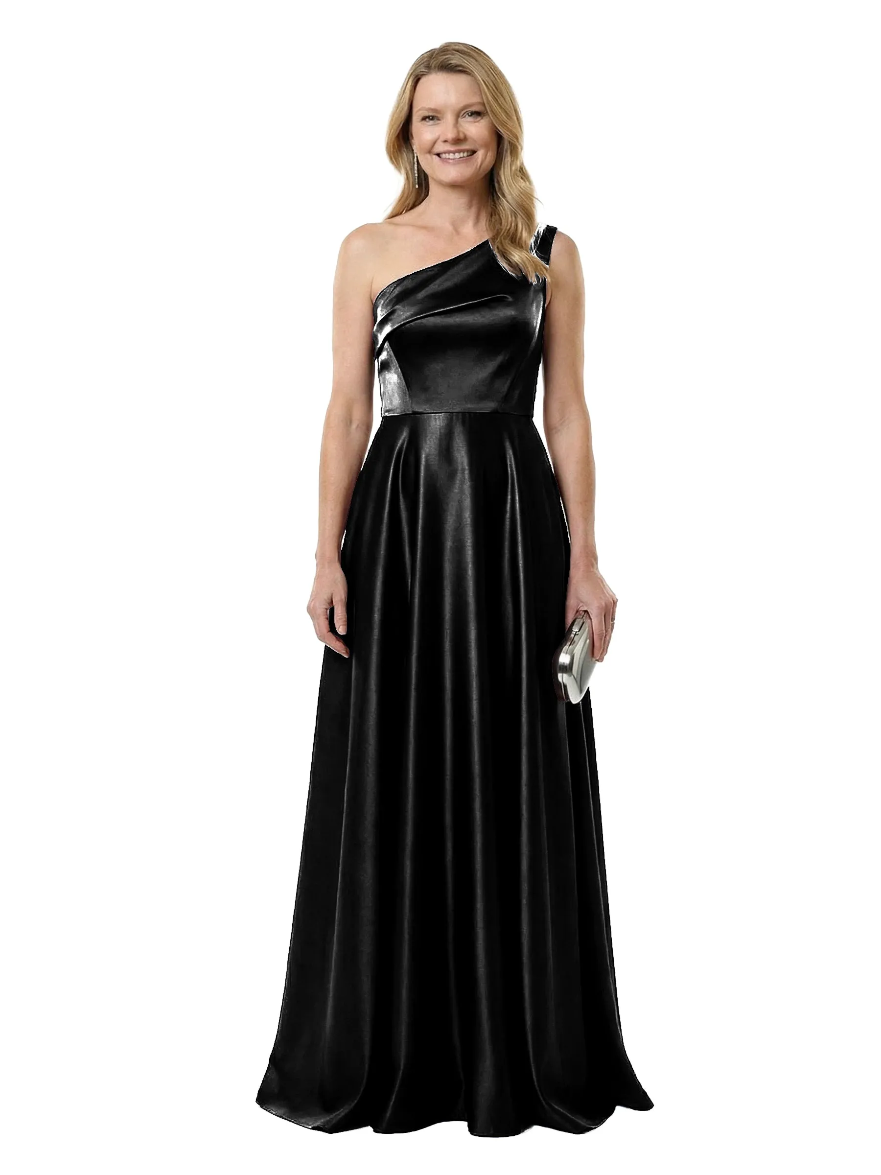 Chicsew Elegant Silky Satin One Shoulder A-Line Maxi Mother of The Groom Dress sold by ChicSew product image thumbnail 4