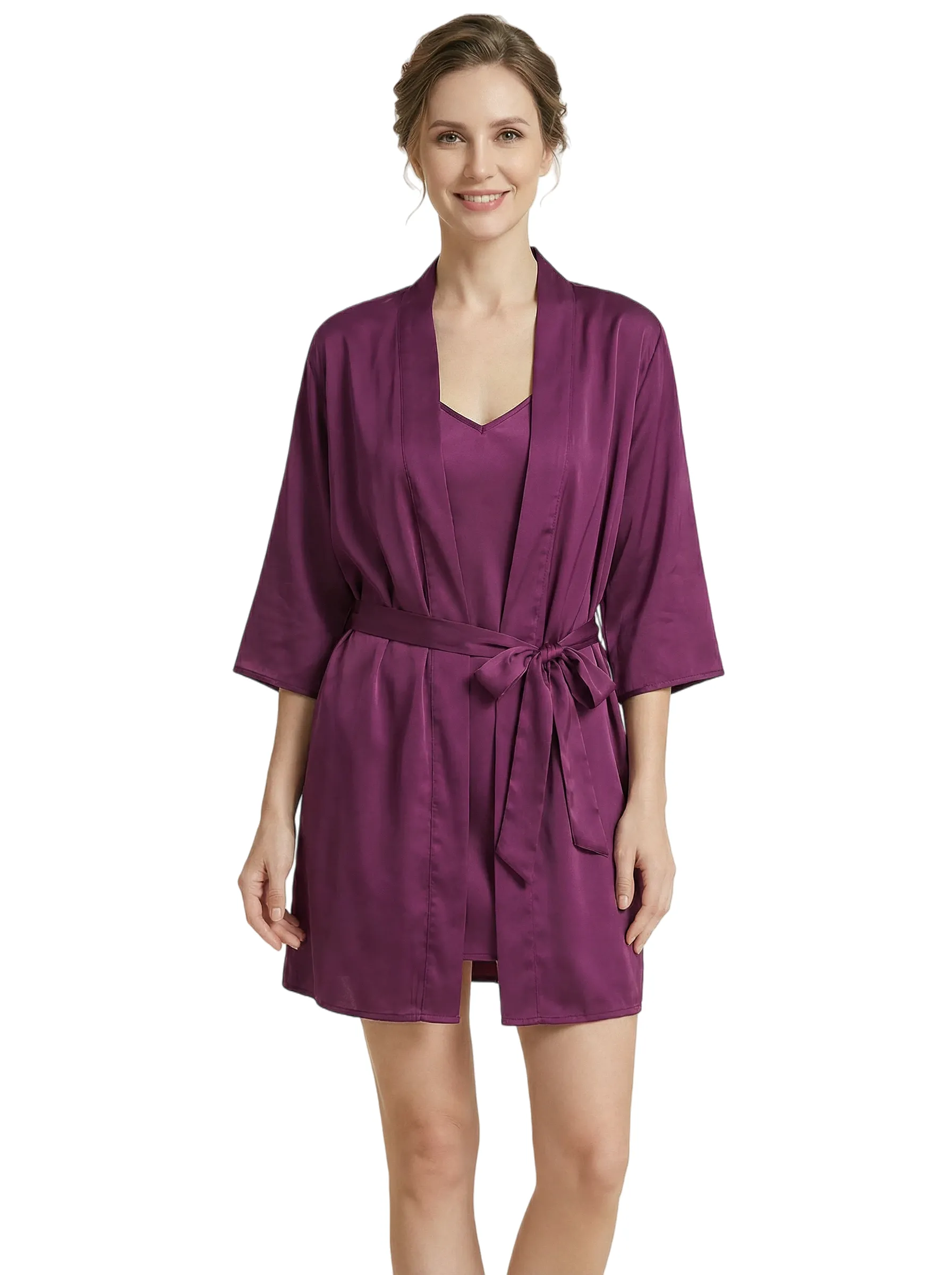 Women's 3/4 Sleeves Bride Bridesmaid Robes Silk Like Short Wedding Robes sold by ChicSew