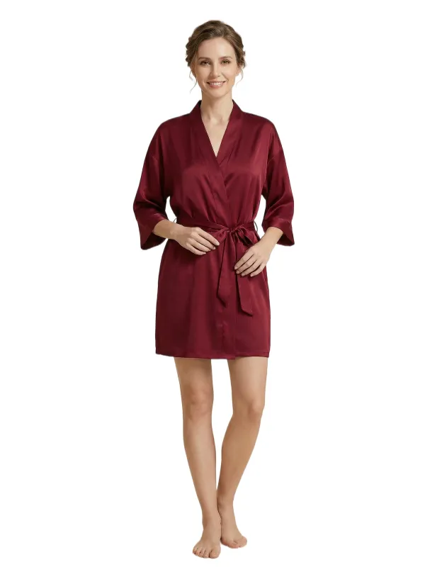 Women's V-Neck Trim Bride Bridesmaid Robes Silk Like Bridal Party Robes for Wedding Robes sold by ChicSew