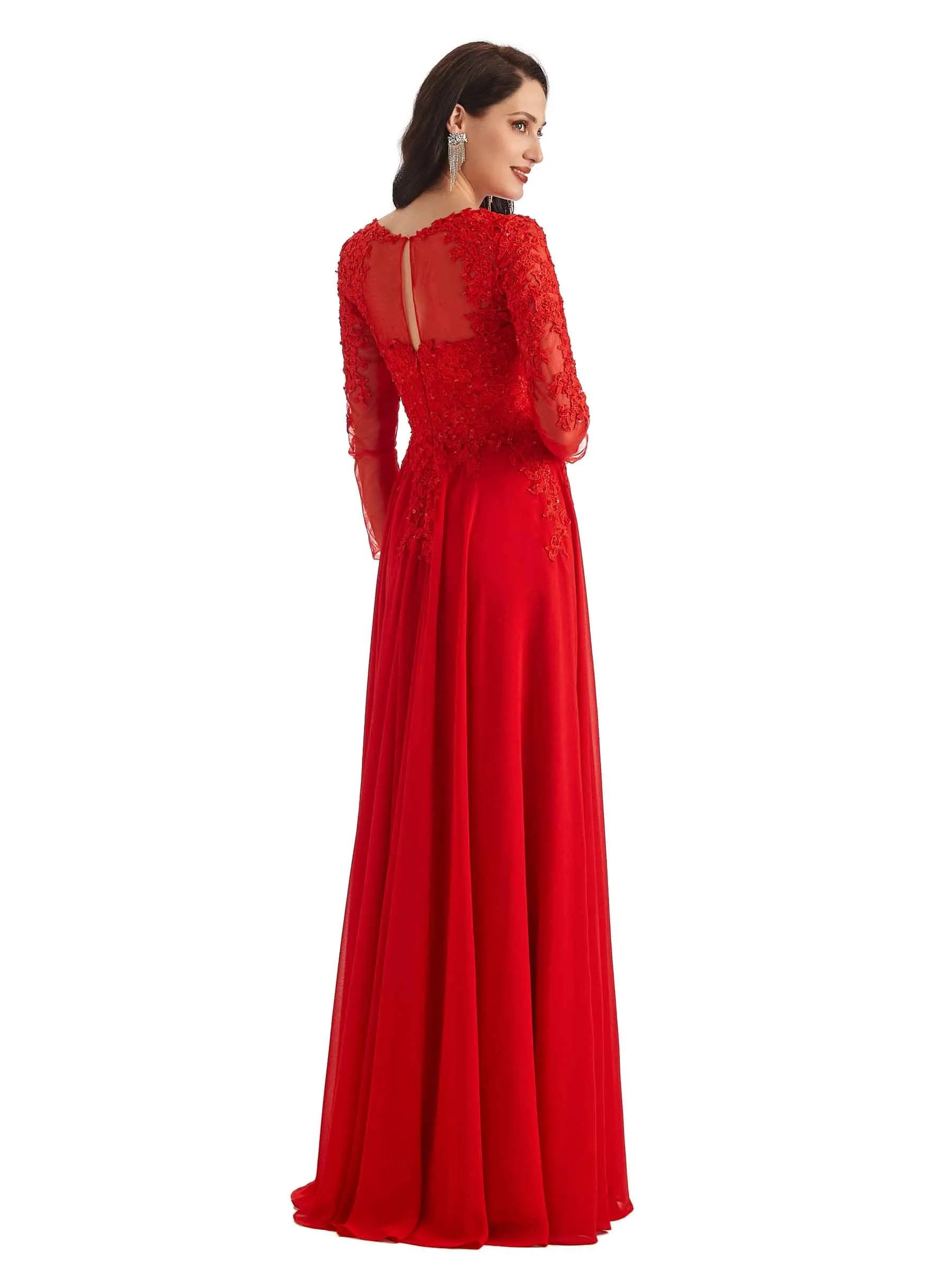 Elegant A-line Long Sleeves Lace Long Mother of The Bride Dresses In Stock sold by ChicSew product image thumbnail 4