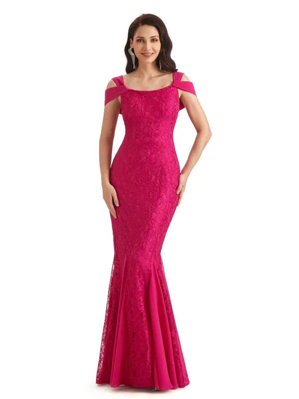 Sexy Lace Mermaid Cold Shoulder Mother of The Groom Dresses In Stock made by ChicSew