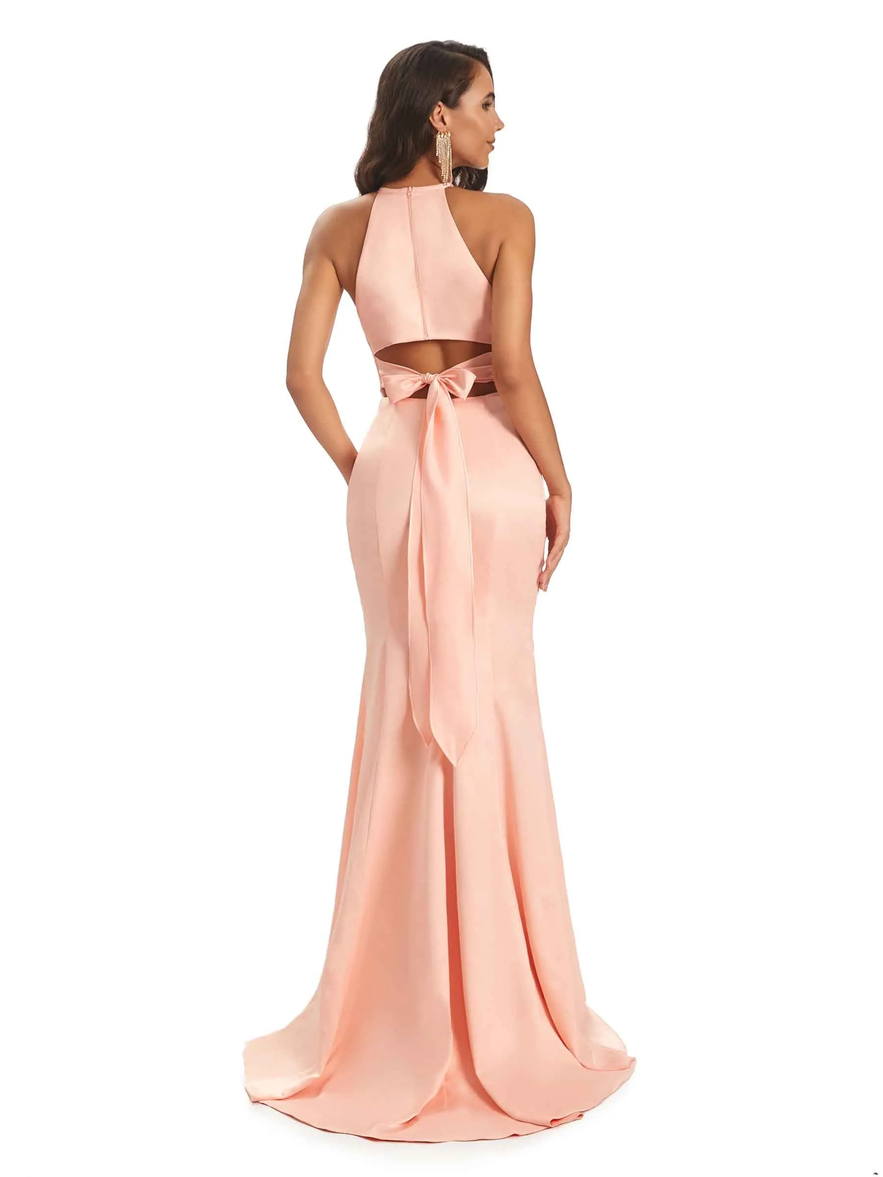 Sexy Soft Satin Bow Knot Unique Long Mermaid African Bridesmaid Dresses In Stock sold by ChicSew product image thumbnail 3