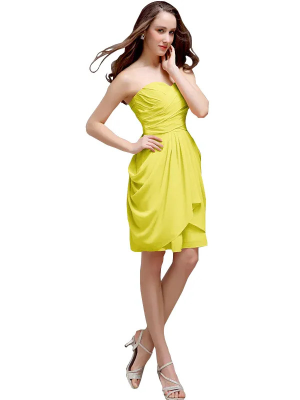 Sweetheart Short Sheath Knee length Bridesmaid Dresses In Stock sold by ChicSew