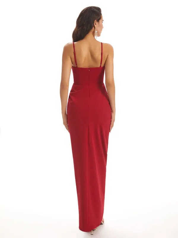 Simple Soft Satin Spaghetti Straps Mermaid Midi Bridesmaid Dresses In Stock sold by ChicSew product image thumbnail 5