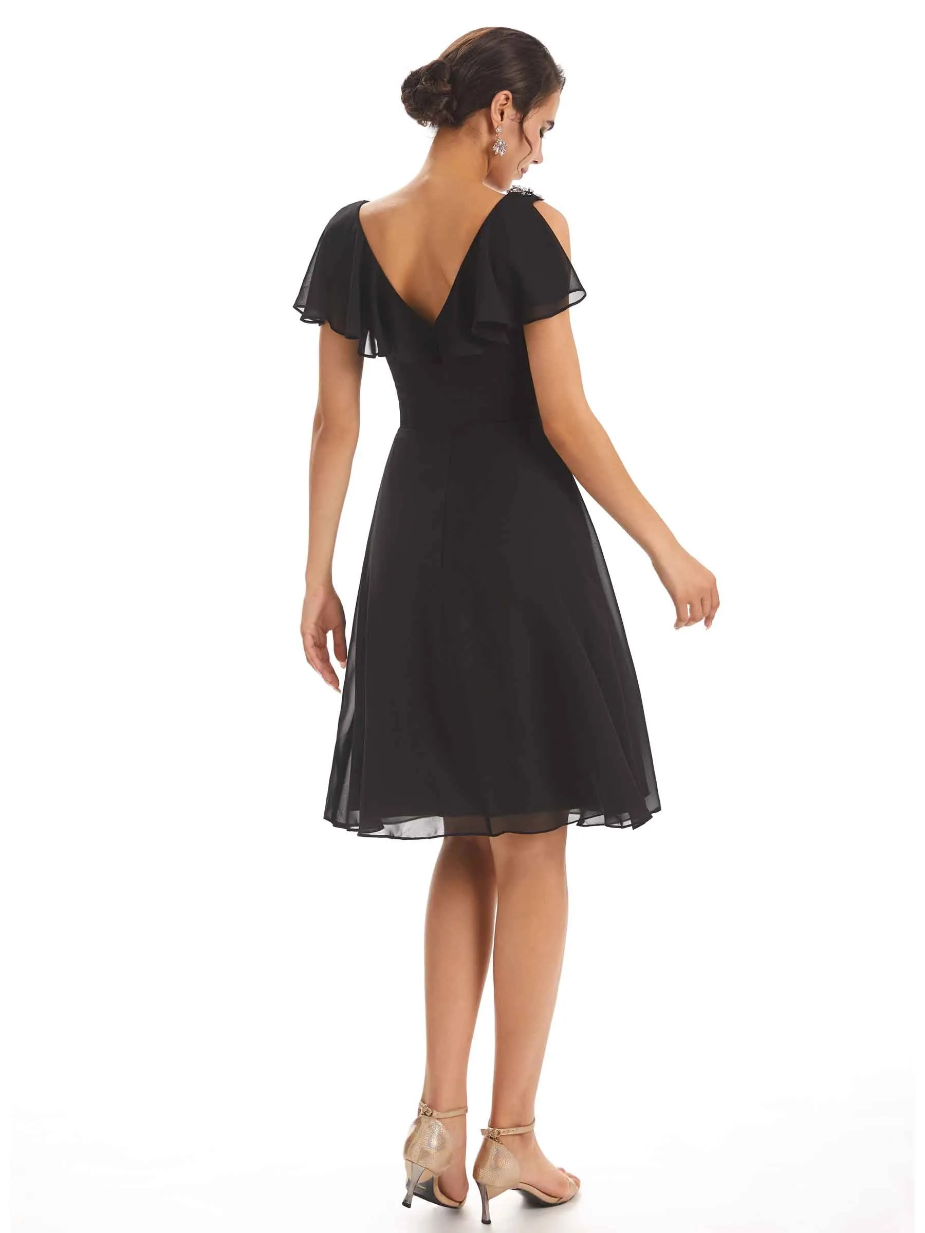 Elegant Short Sleeves Knee-Length A-line Short Mother of The Bride Dresses In Stock sold by ChicSew product image thumbnail 4