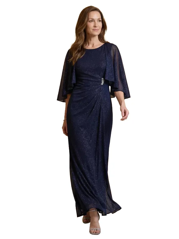 Chicsew Classy Jewel A-Line Cape Sleeves Glitter Jersey Mother Of The Groom Dress Evening Gown made by ChicSew