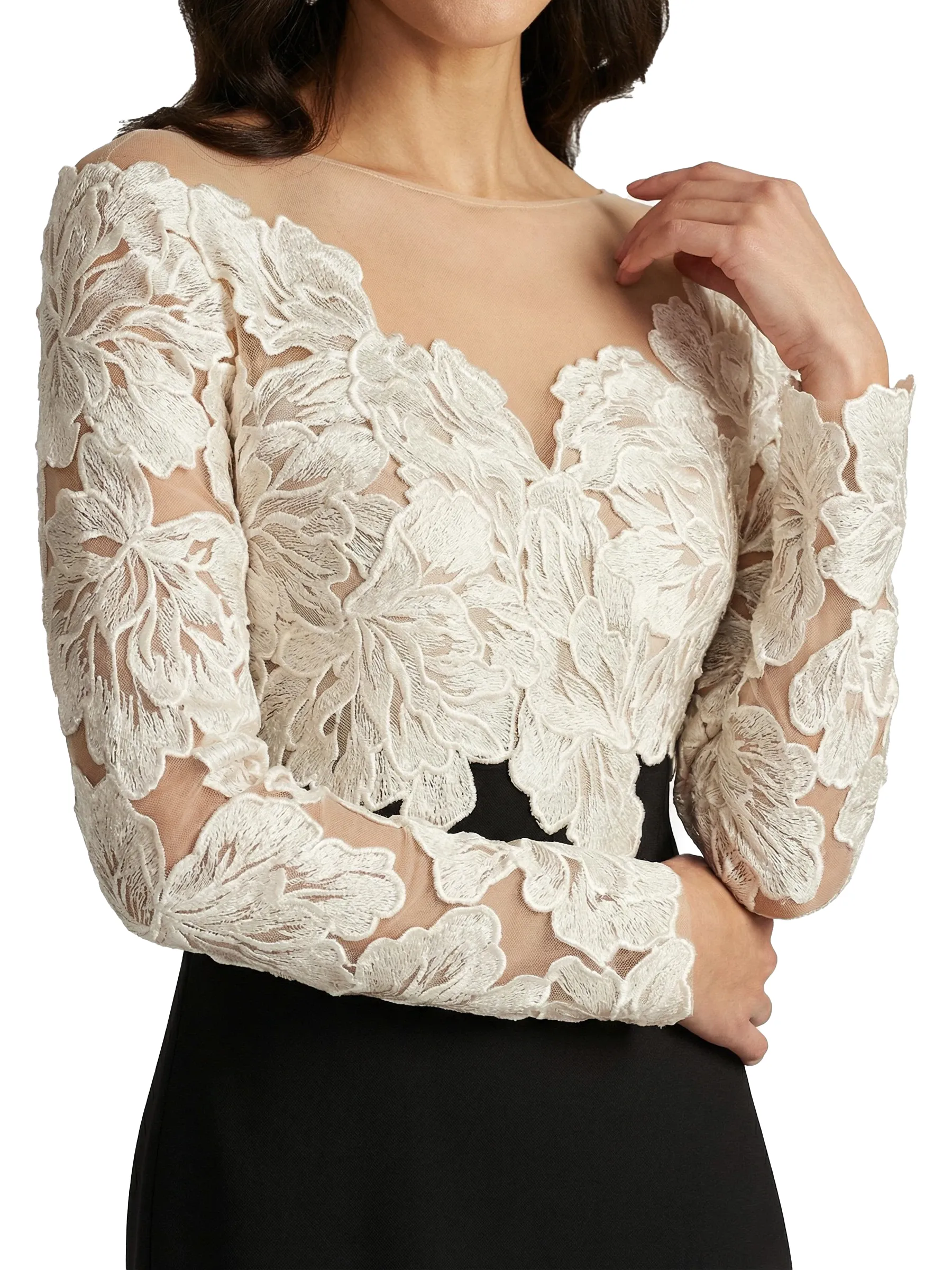 Chicsew V-Neck Long Sleeve Floral Applique Mermaid Floor Length Fancy Mother Of The Bride And Groom Dresses sold by ChicSew product image thumbnail 2