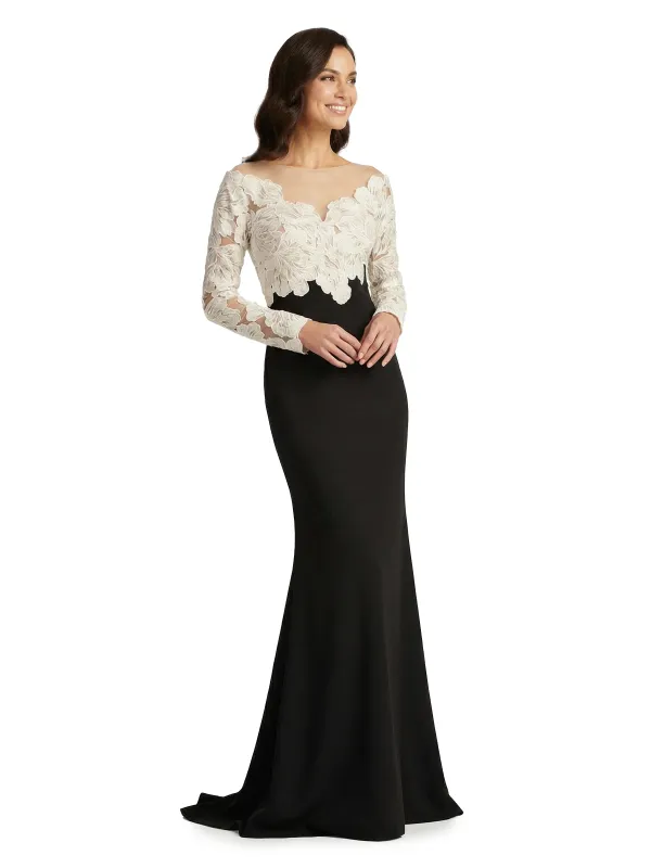 Chicsew V-Neck Long Sleeve Floral Applique Mermaid Floor Length Fancy Mother Of The Bride And Groom Dresses made by ChicSew