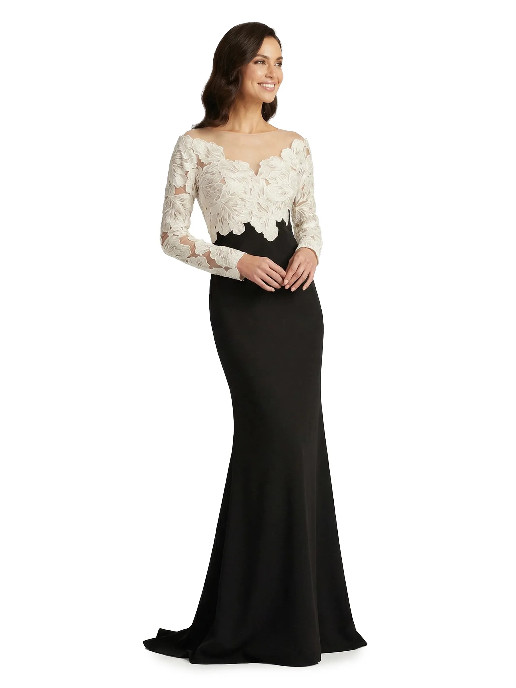 Chicsew V-Neck Long Sleeve Floral Applique Mermaid Floor Length Fancy Mother Of The Bride And Groom Dresses sold by ChicSew