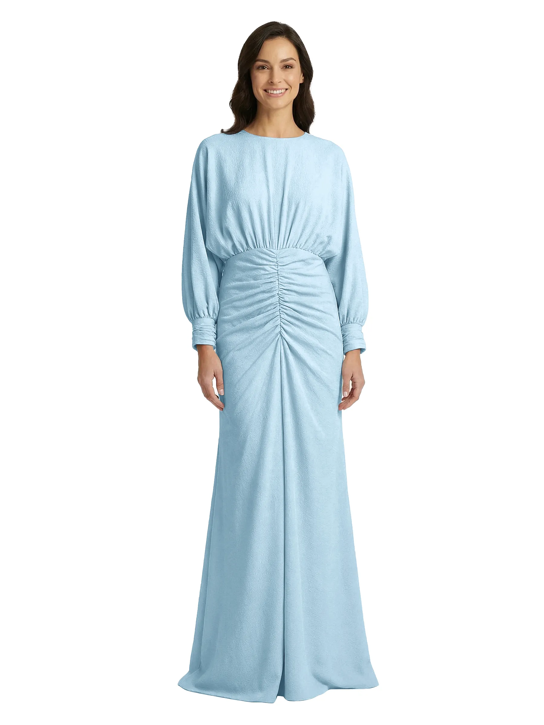 ChicSew Classy Jewel Long Sleeves Mother Of The Bride Dresses Ruched Jersey A-Line Evening Gown sold by ChicSew product image thumbnail 5