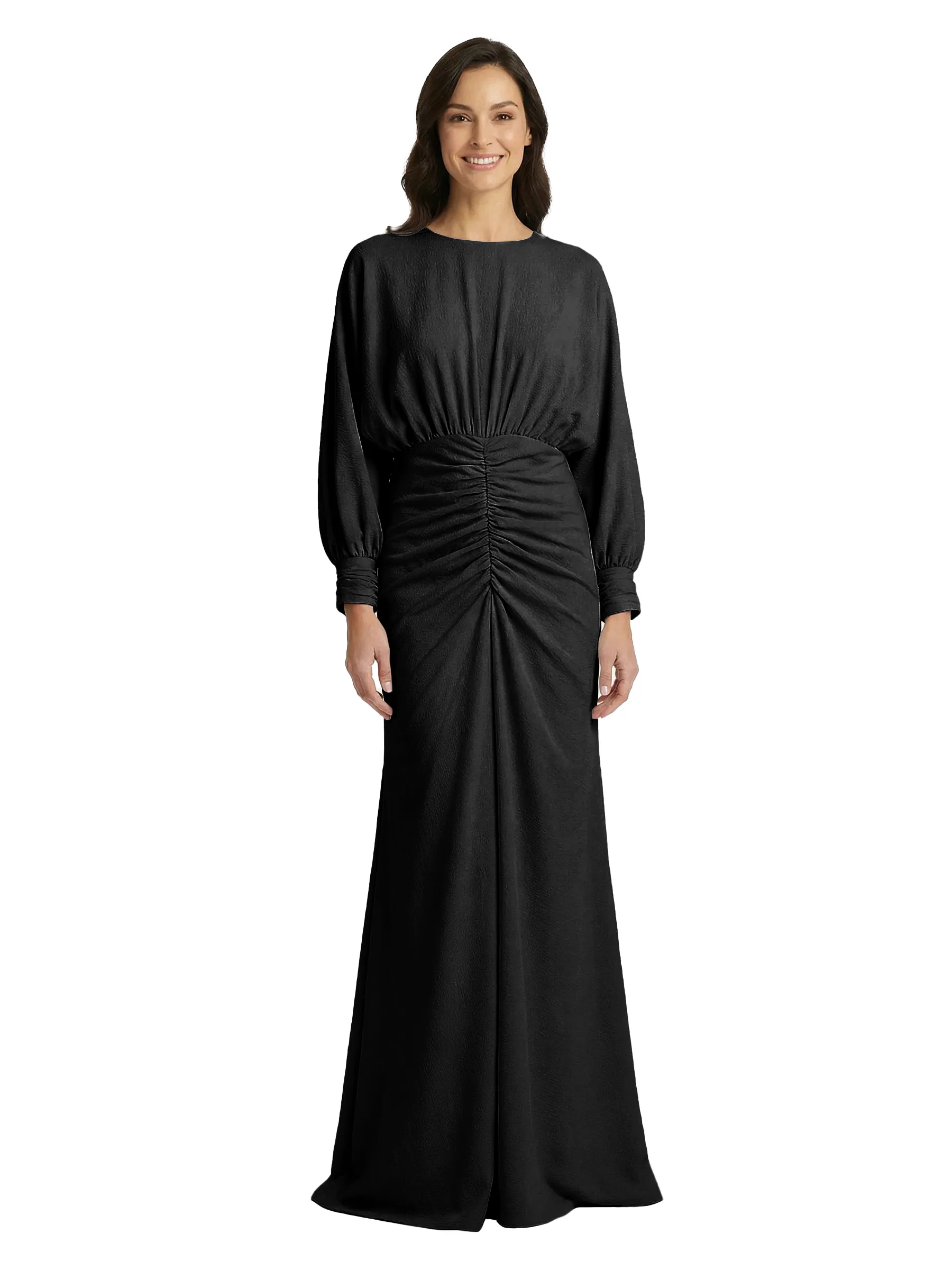 ChicSew Classy Jewel Long Sleeves Mother Of The Bride Dresses Ruched Jersey A-Line Evening Gown sold by ChicSew product image thumbnail 4