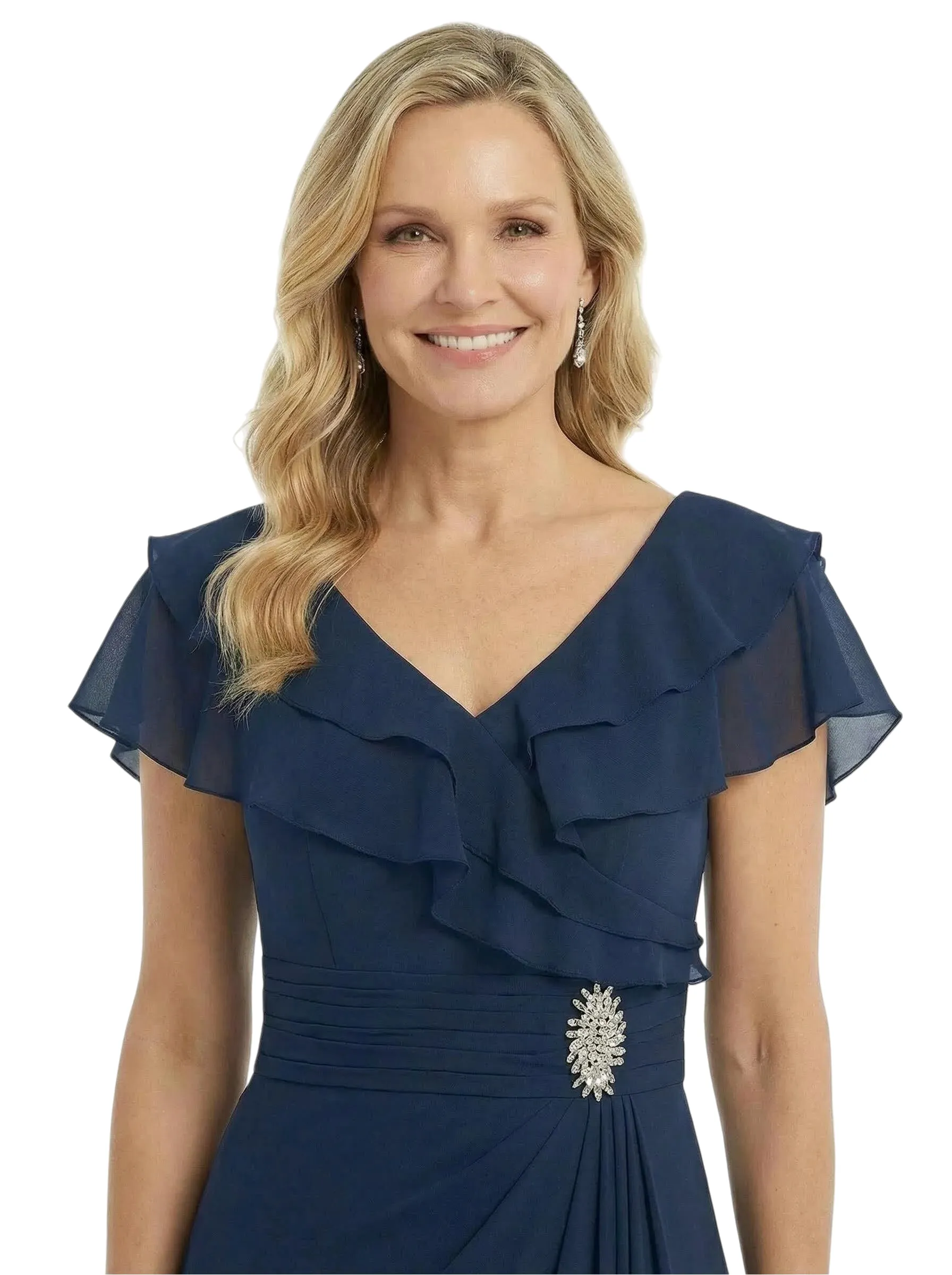 ChicSew Beautiful V-Neck Flutter Sleeves A-Line Mother Of The Groom Dresses With Ruffle Maxi Gown sold by ChicSew product image thumbnail 2