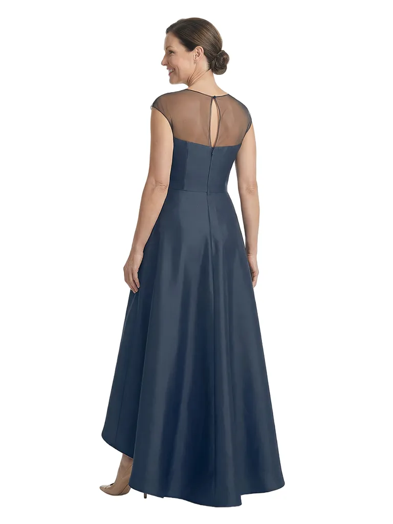 Chicsew Illusion Neckline Cap Sleeve High Low Satin Modern Mother of the Bride Dresses sold by ChicSew product image thumbnail 3
