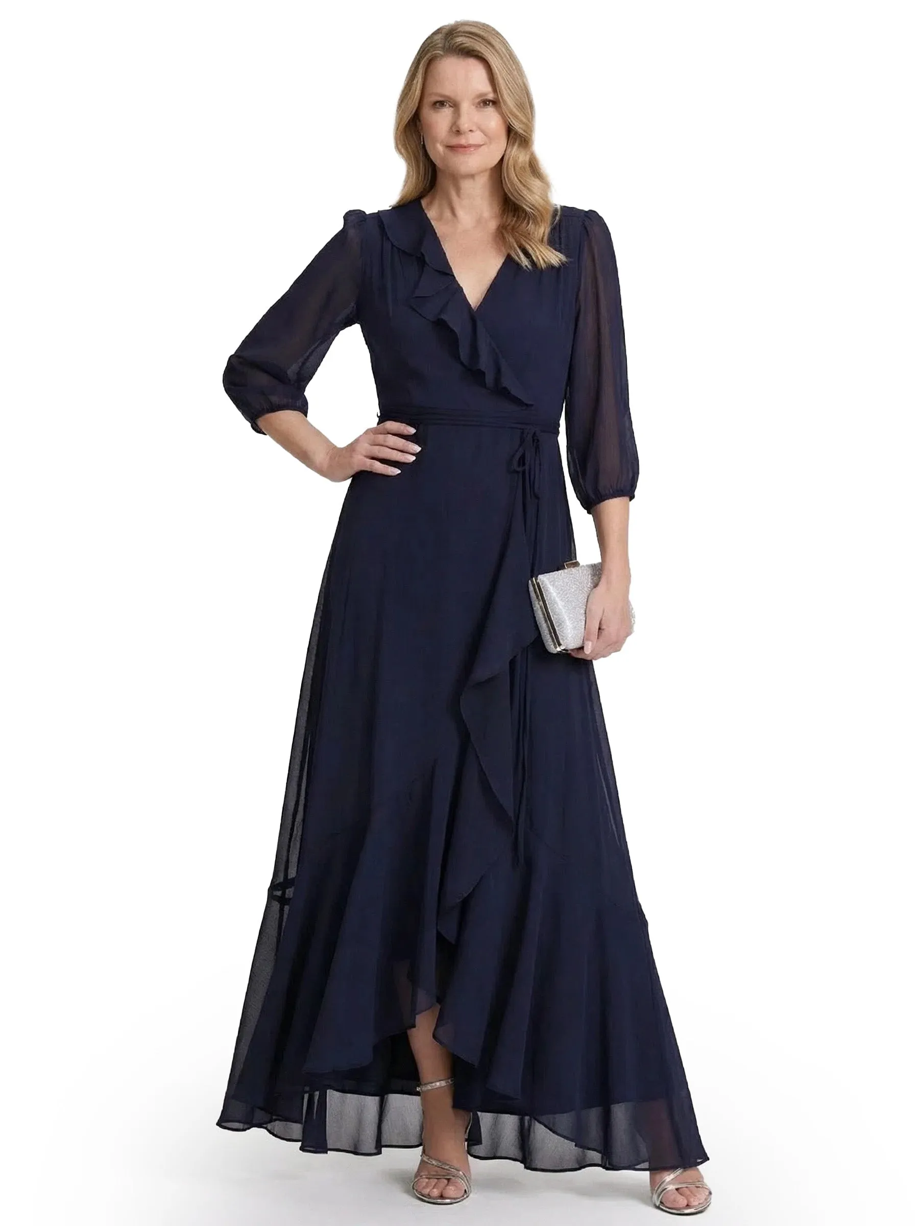 Chicsew V-Neck 3/4 Sleeves Ruffles A-Line Chiffon Modern Mom Of The Groom Dresses sold by ChicSew