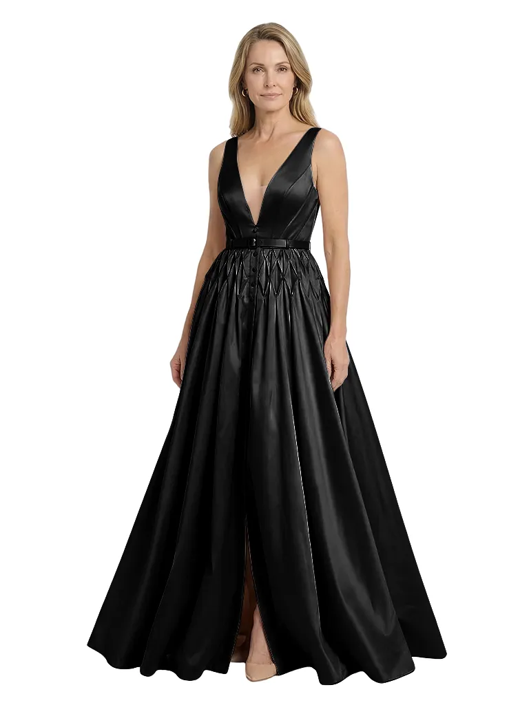 Chicsew Spaghetti Straps A-Line Floor Length Satin Slit Mother Of The Bride And Groom Dresses sold by ChicSew product image thumbnail 4