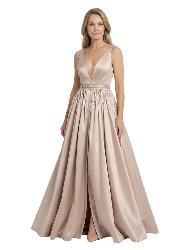 Chicsew Spaghetti Straps A-Line Floor Length Satin Slit Mother Of The Bride And Groom Dresses sold by ChicSew