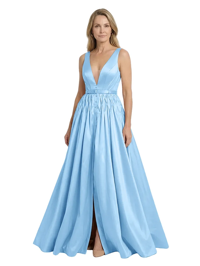 Chicsew Spaghetti Straps A-Line Floor Length Satin Slit Mother Of The Bride And Groom Dresses sold by ChicSew product image thumbnail 5