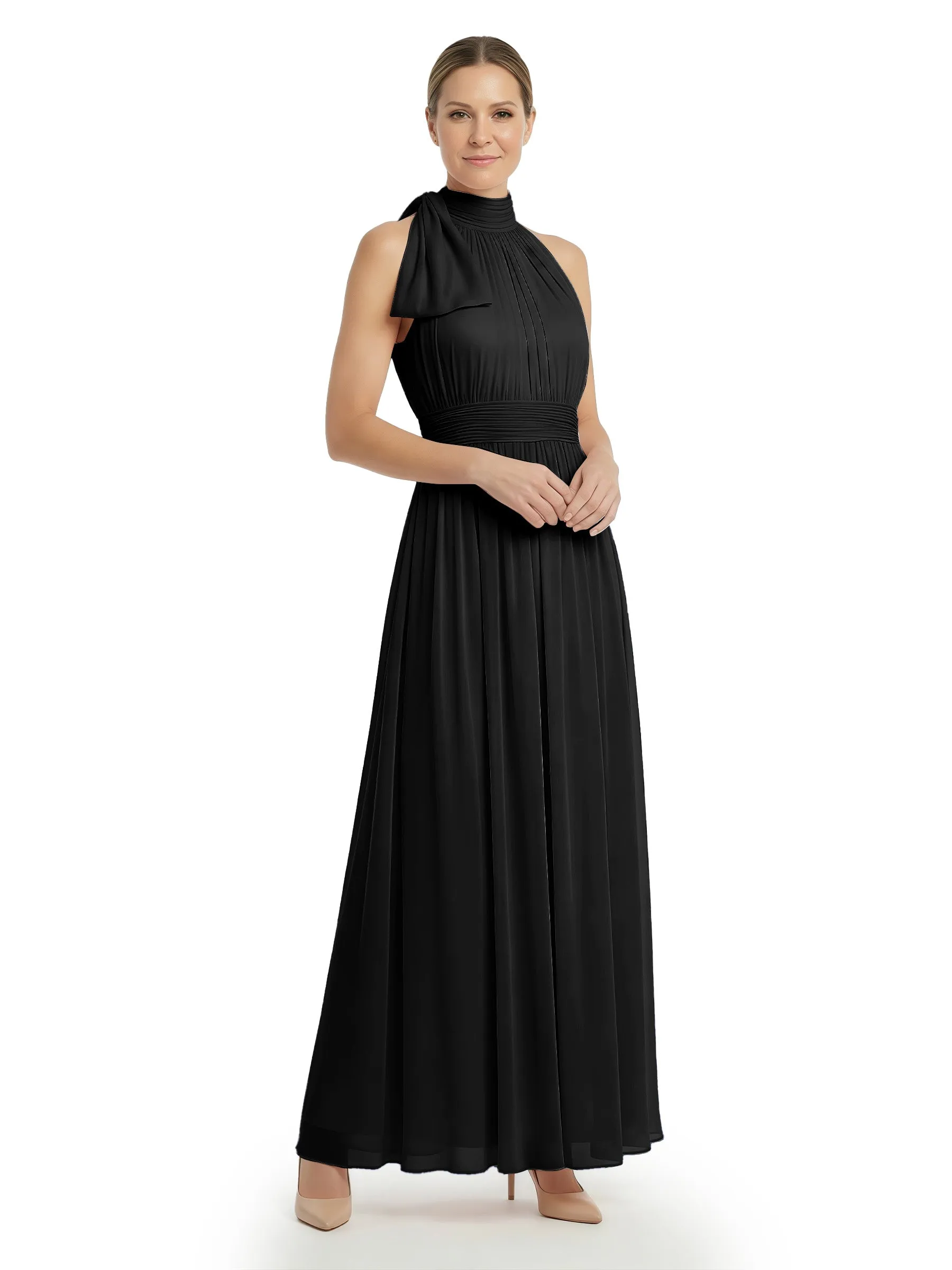 Chicsew High Neck Bow Knot Sleeveless A-Line Chiffon Modern Mom Of The Groom Dresses sold by ChicSew product image thumbnail 4