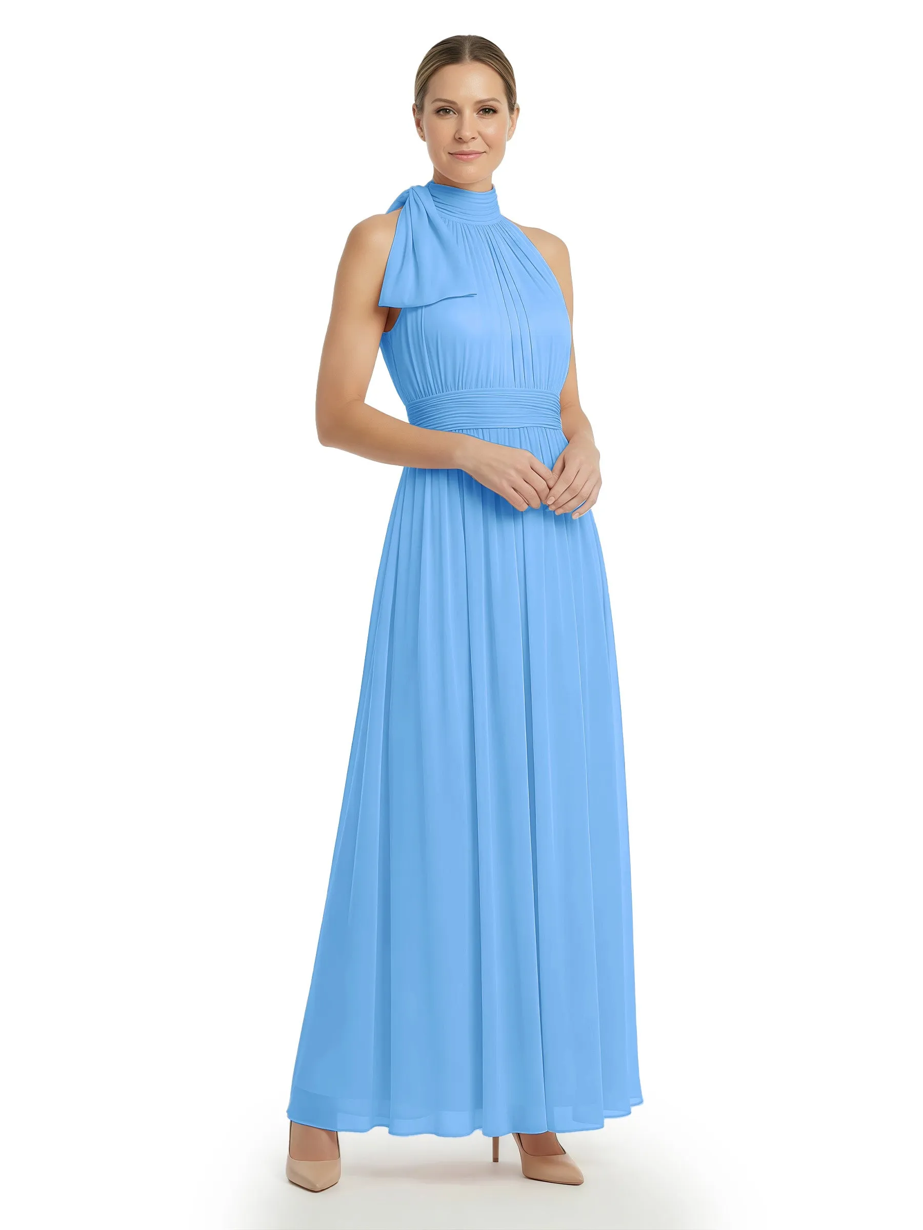 Chicsew High Neck Bow Knot Sleeveless A-Line Chiffon Modern Mom Of The Groom Dresses sold by ChicSew product image thumbnail 5