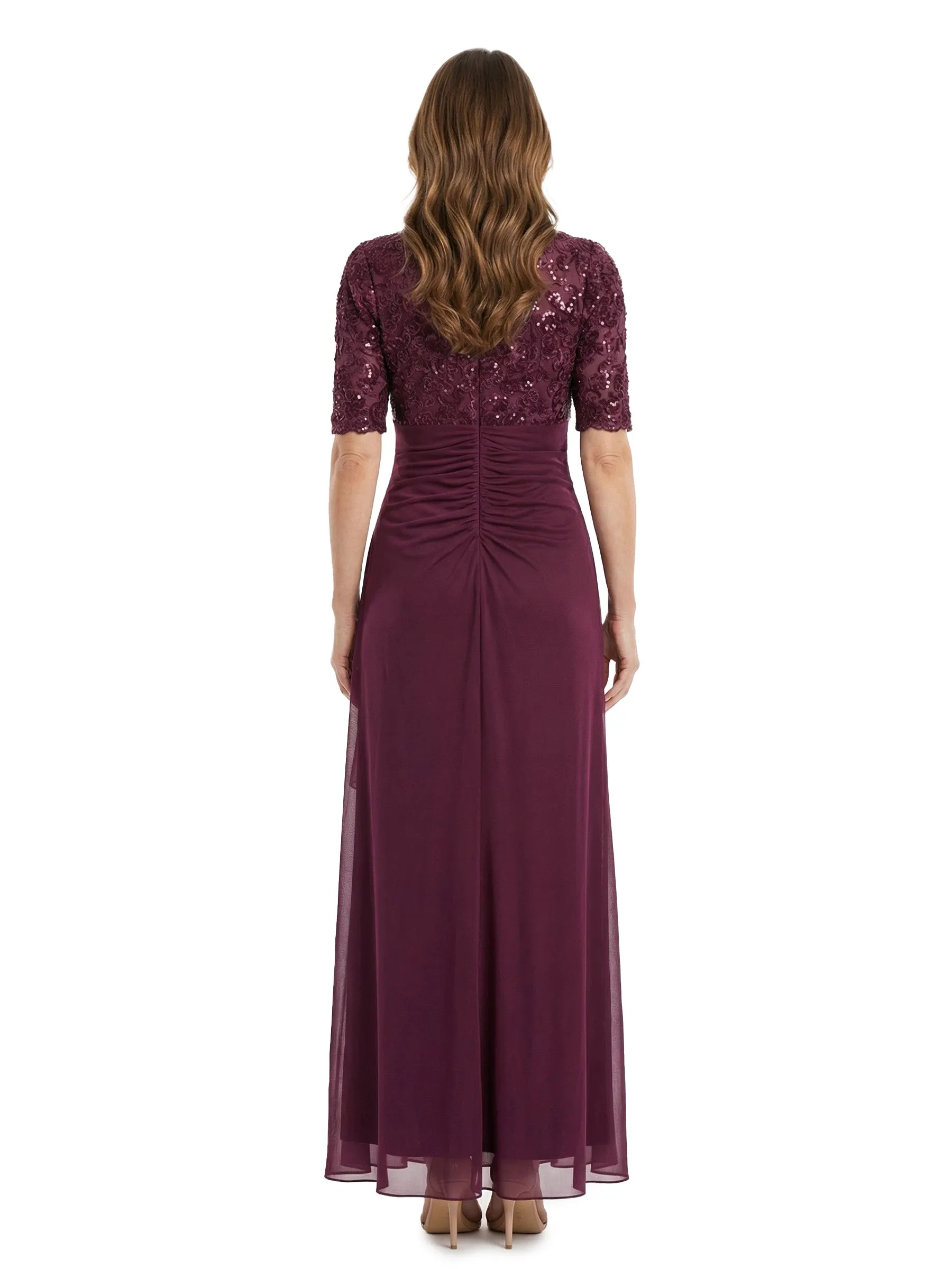 ChicSew Short Sleeve Sequined V-Neck Chiffon Mother Of The Bride Gown With Ruffle sold by ChicSew product image thumbnail 3