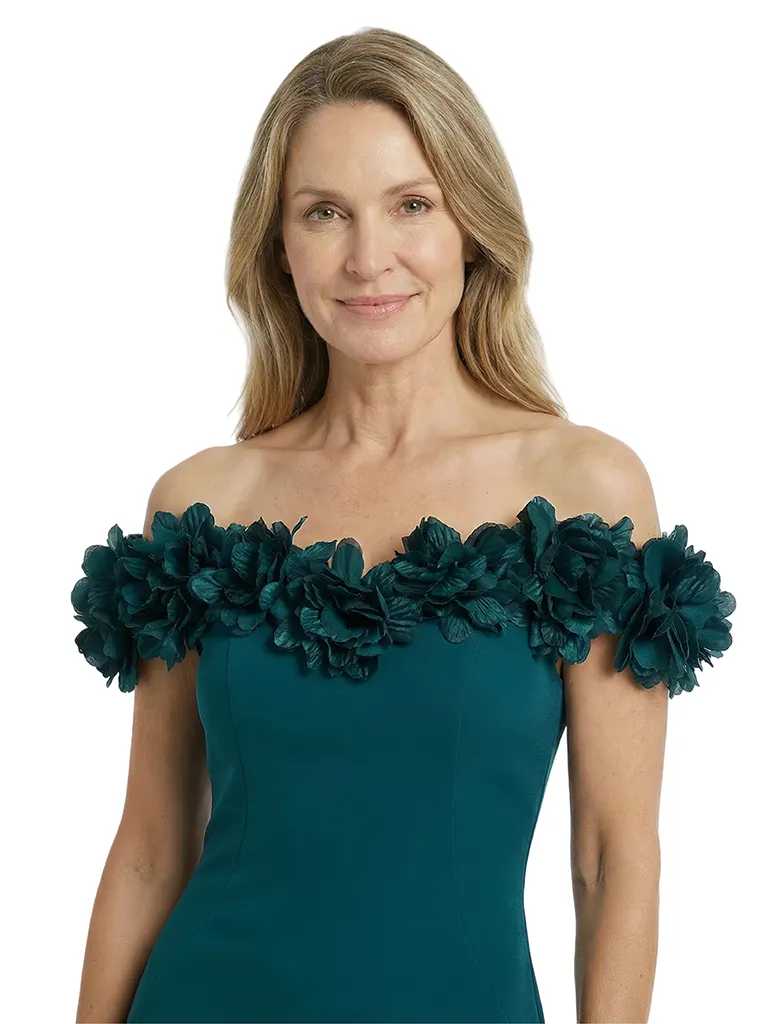 ChicSew Off The Shoulder Floral Applique Evening Dress Crepe Mermaid Mother Of The Groom Gown sold by ChicSew product image thumbnail 2
