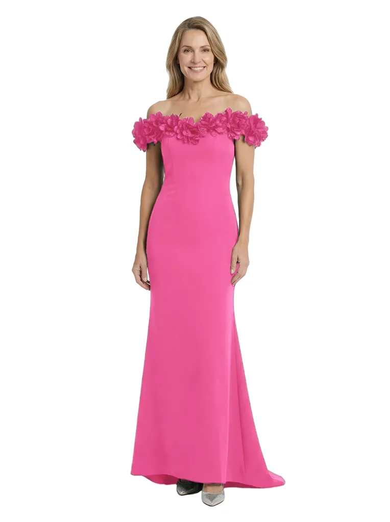 ChicSew Off The Shoulder Floral Applique Evening Dress Crepe Mermaid Mother Of The Groom Gown sold by ChicSew product image thumbnail 4