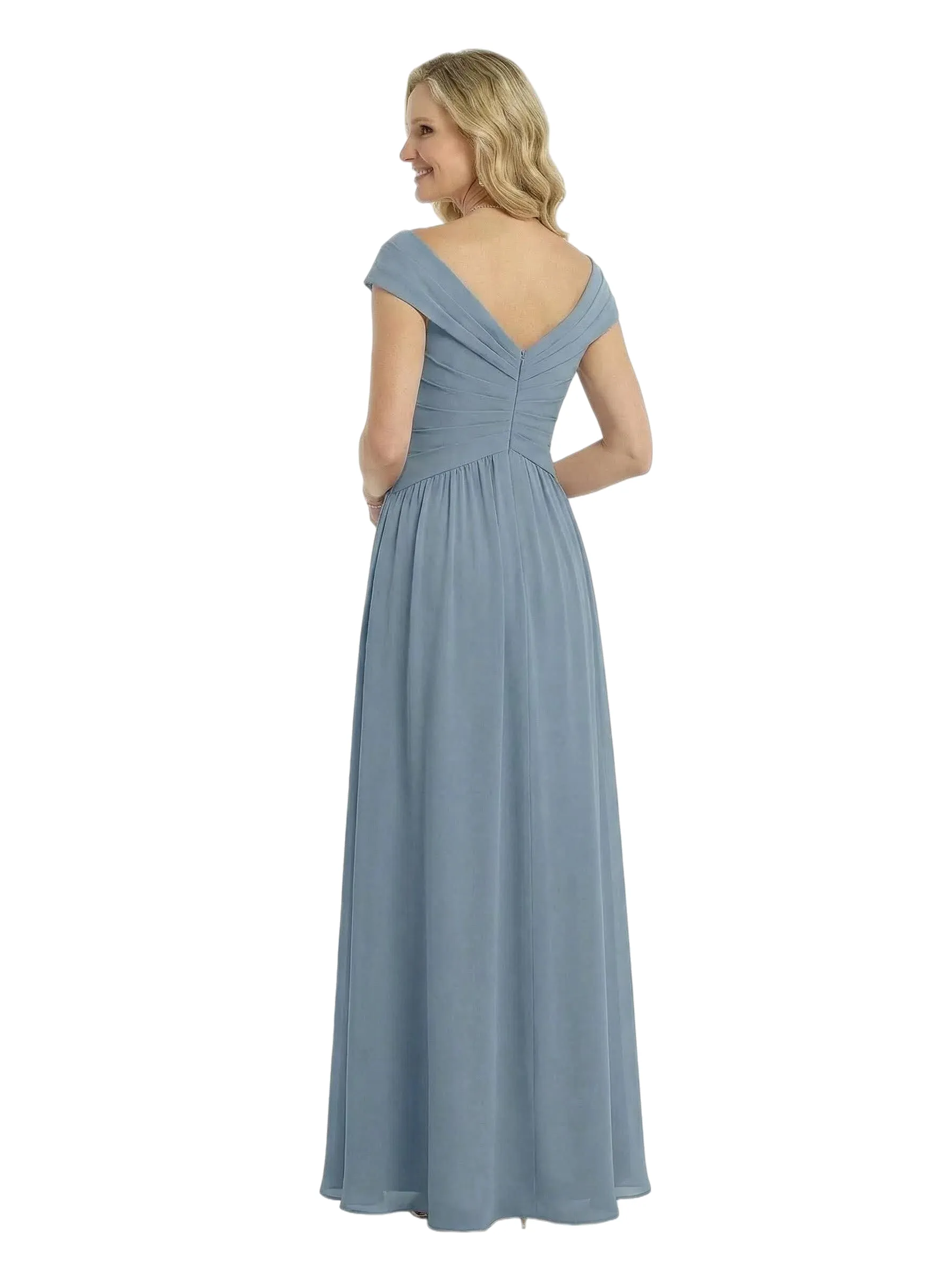 Chicsew Cap Sleeve Ruched A-Line Floor Length Chiffon Flowy Romantic Mother of the Bride Dresses sold by ChicSew product image thumbnail 3