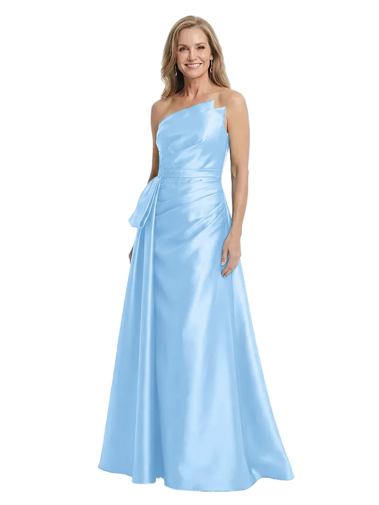 Chicsew Strapless Beaded A-Line Floor Length Satin Bow Accent Glamorous Mother Of The Bride And Groom Dresses sold by ChicSew product image thumbnail 5