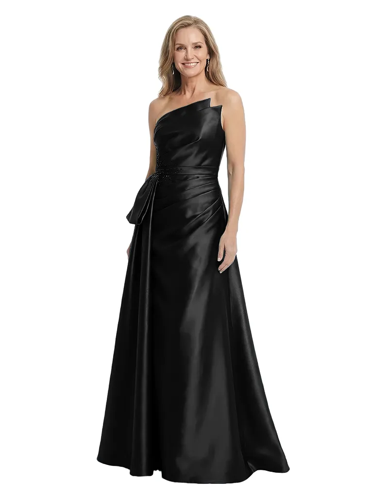 Chicsew Strapless Beaded A-Line Floor Length Satin Bow Accent Glamorous Mother Of The Bride And Groom Dresses sold by ChicSew product image thumbnail 4