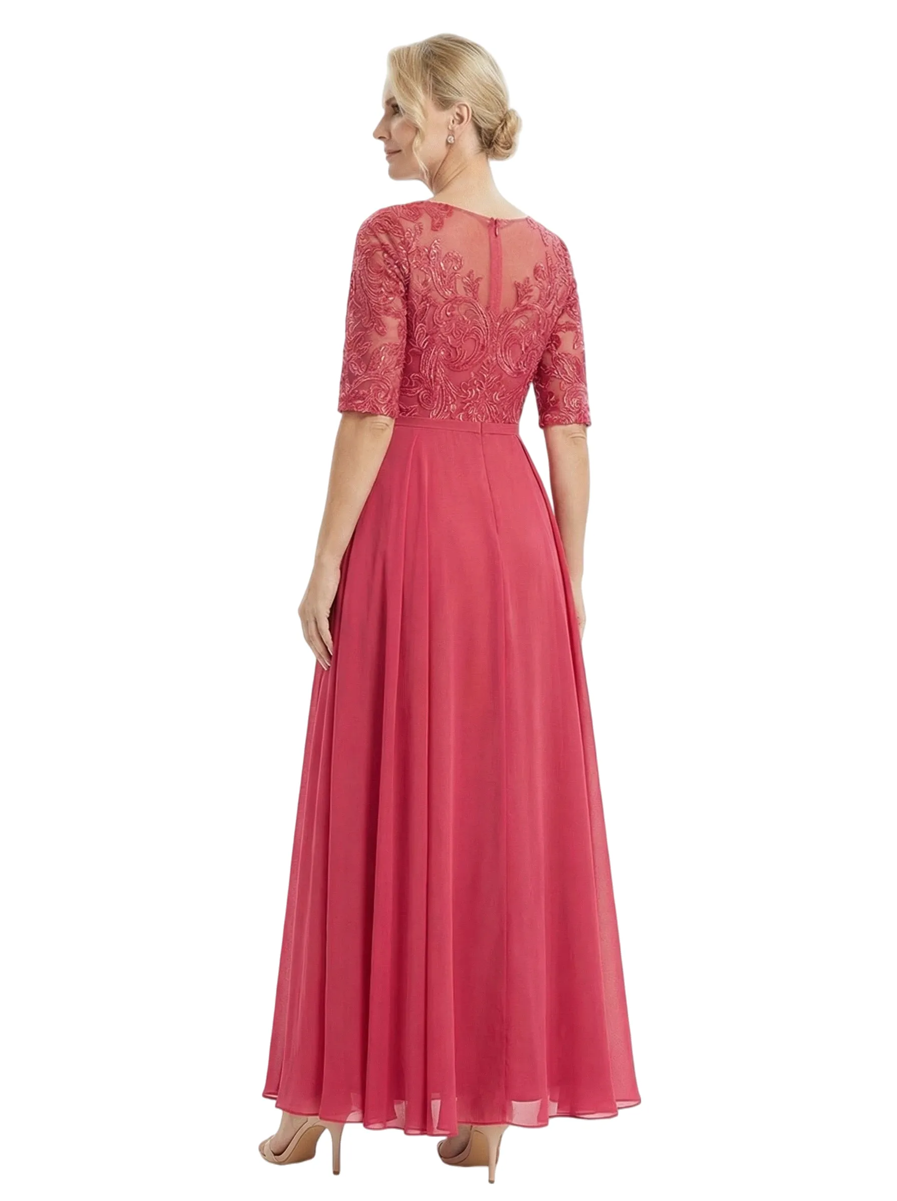 Chicsew Jewel Half Sleeve Lace Applique Chiffon A-Line Floor Length Mother of the Bride Dresses sold by ChicSew product image thumbnail 3