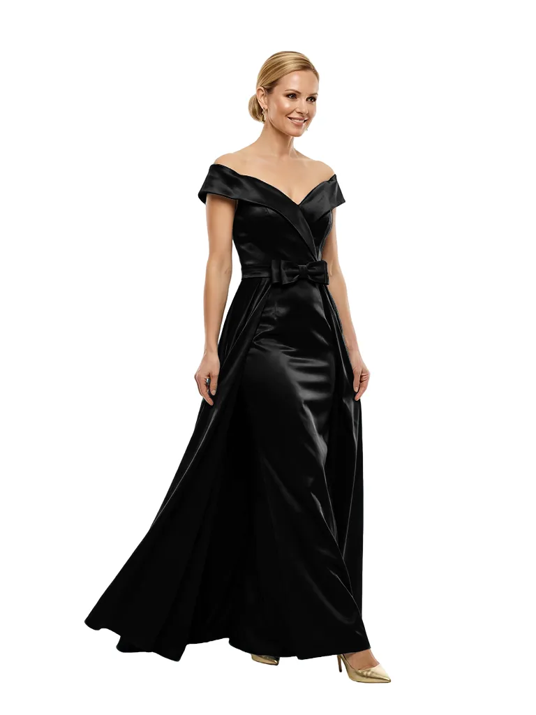 Chicsew Off Shoulder Sleeveless Bow Mermaid Floor Length Satin Mother of the Bride Dresses sold by ChicSew product image thumbnail 4