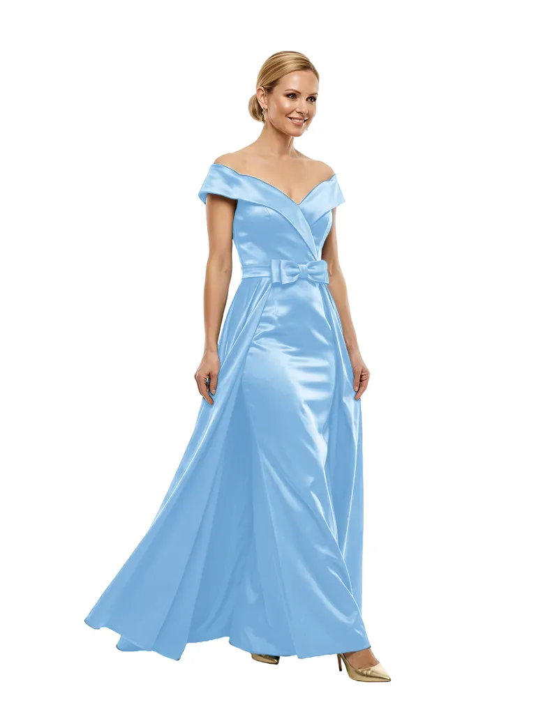 Chicsew Off Shoulder Sleeveless Bow Mermaid Floor Length Satin Mother of the Bride Dresses sold by ChicSew product image thumbnail 5