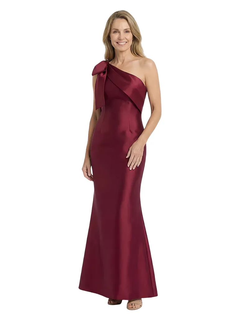 ChicSew Elegant One Shoulder Satin Mermaid Mother Of The Bride Gown With Bow sold by ChicSew