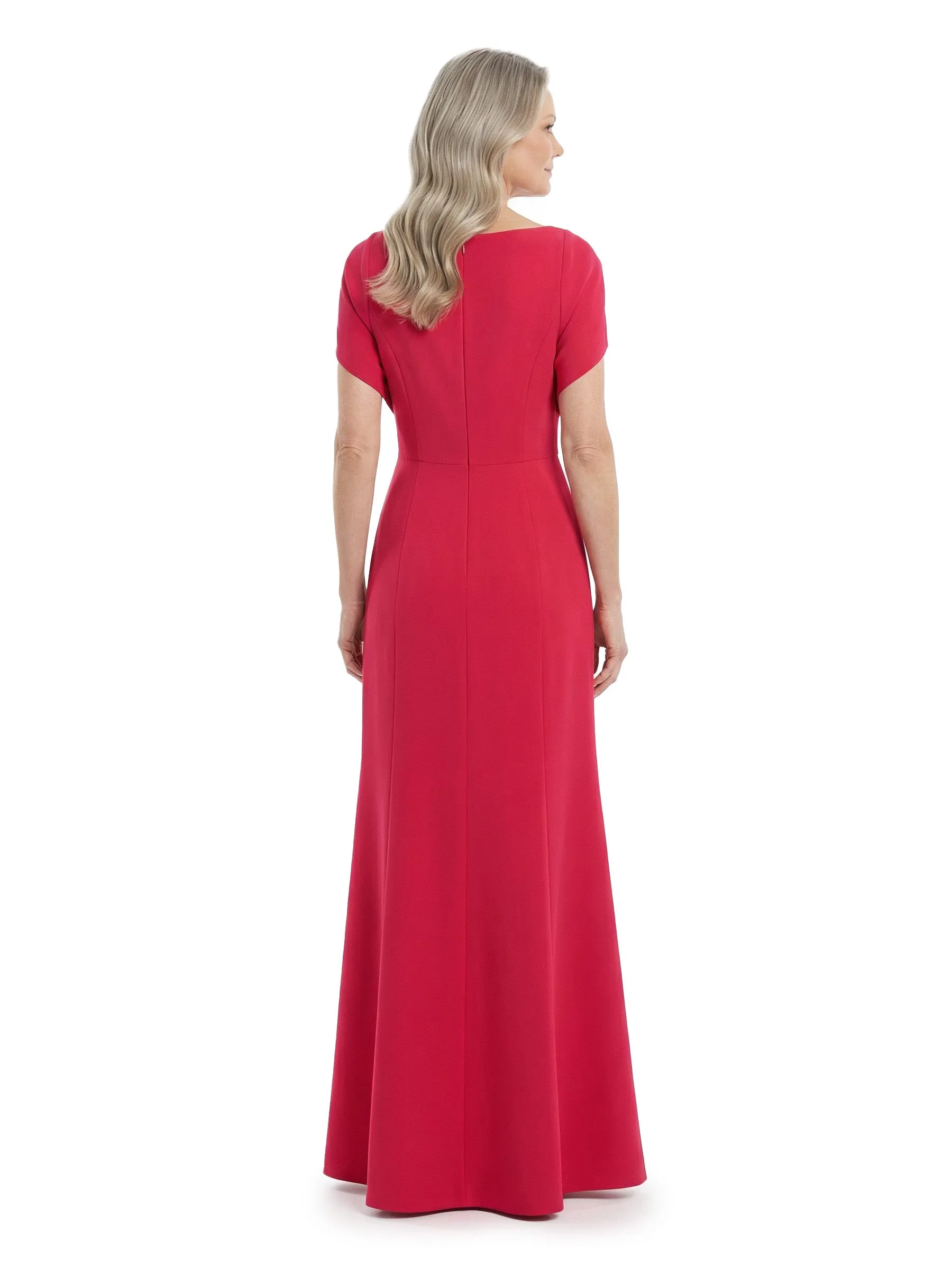 Chicsew Boat Neck Cape Sleeve Sheath Floor Length Stretch Crepe Mother of the Bride Dresses sold by ChicSew product image thumbnail 3